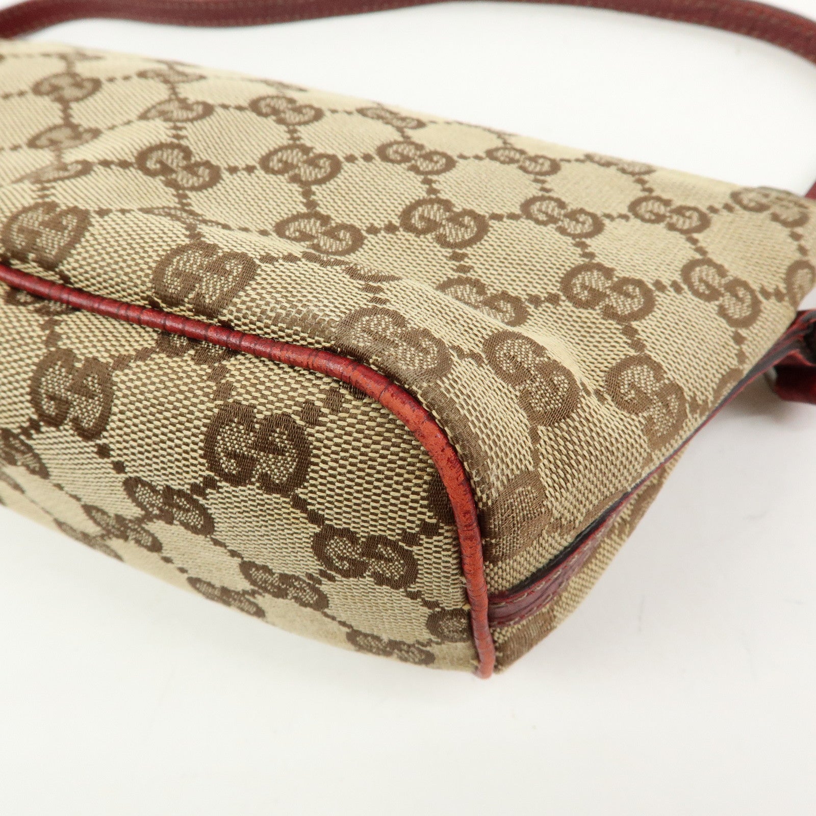 GUCCI Boat Bag GG Canvas Leather Hand Bag Accessory Pouch 07198