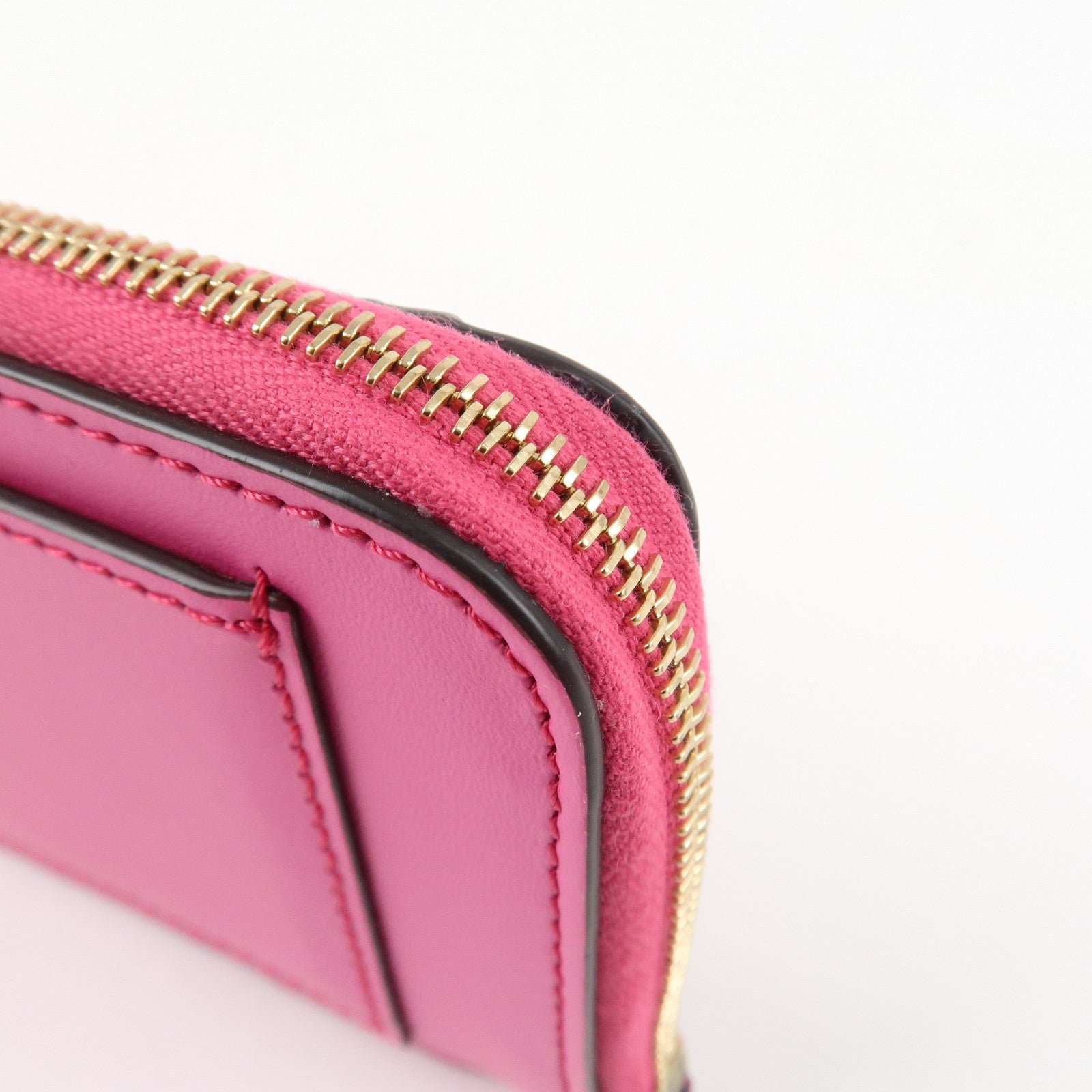 FENDI Peekaboo Leather Card Case Fragment Case Coin Case Pink 8M0489 Used