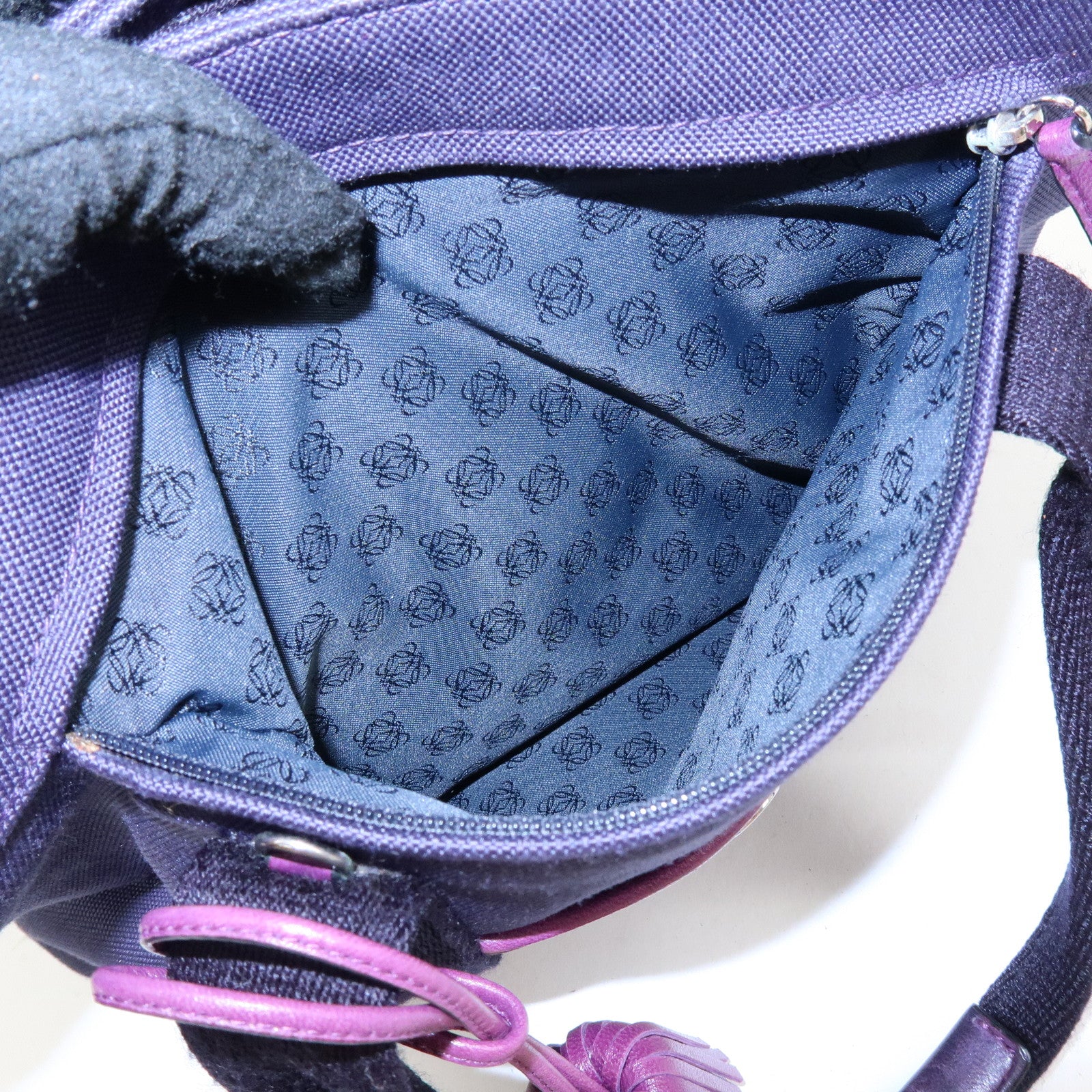 LOEWE Anagram Canvas 2Way Hand Bag Tote Bag Purple