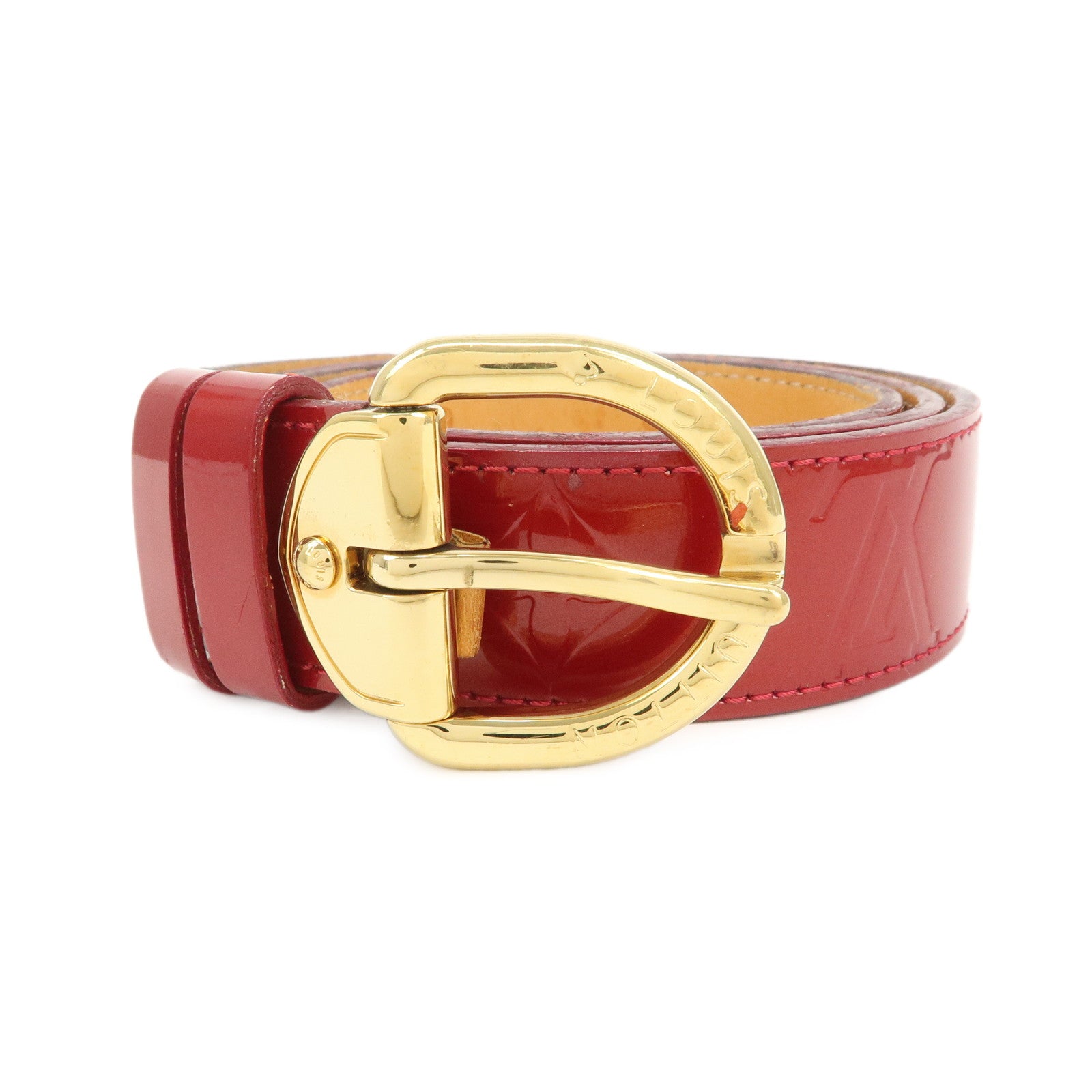 Louis Vuitton Monogram Vernis Ceinture Carre Belt 90/36 Red M6980