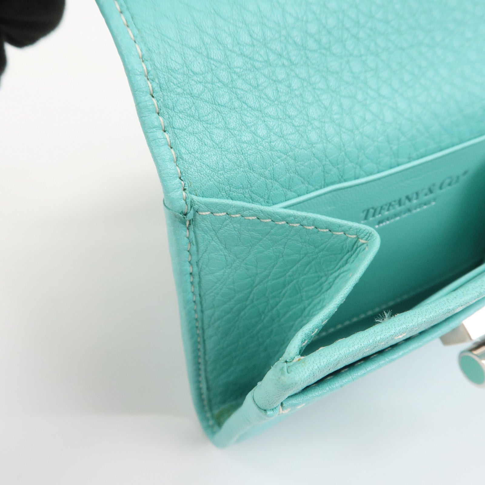 Tiffany & Co Leather Compact Bi-fold Wallet Tiffany Light Blue