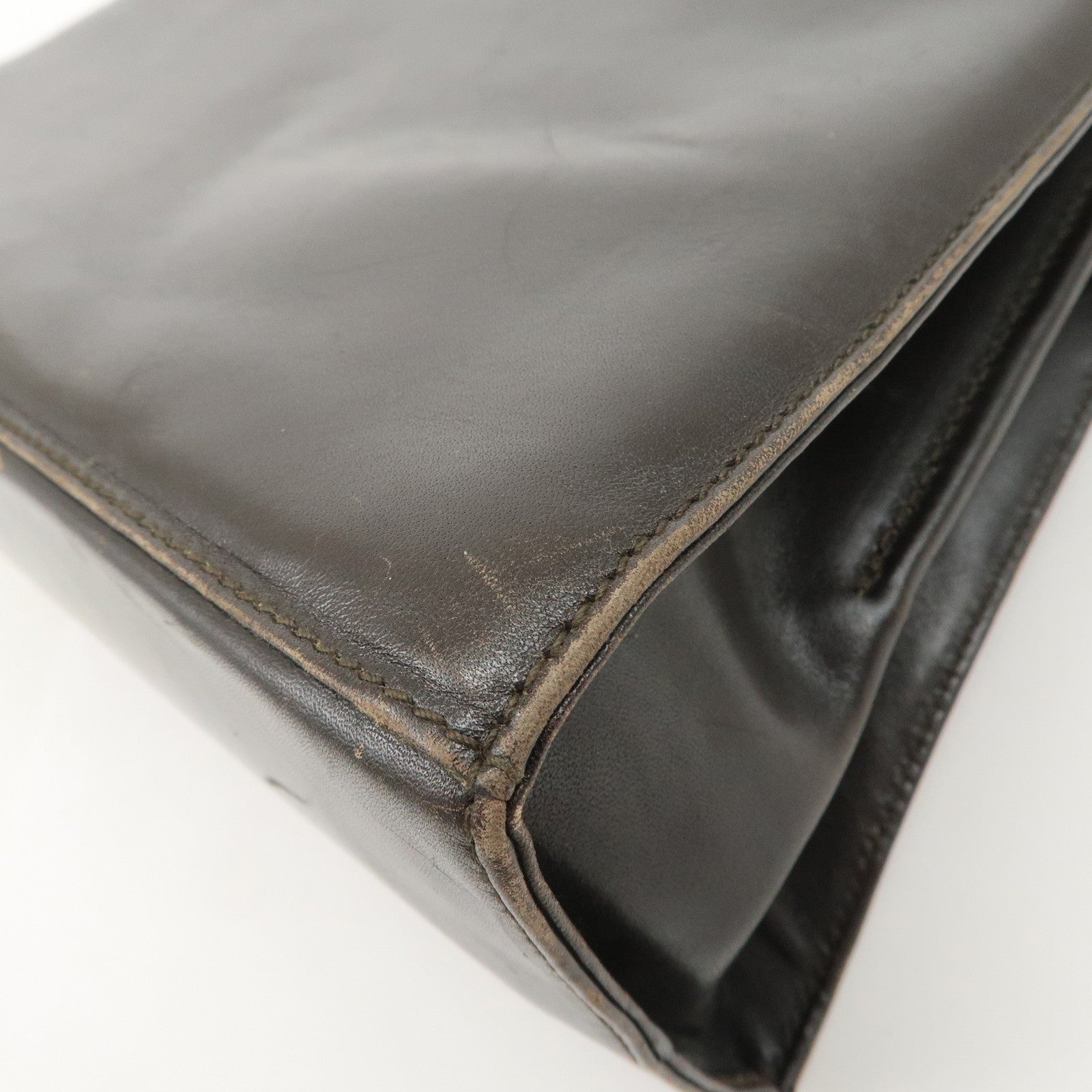 Ferragamo Gancini Leather 2Way Hand Bag Shoulder Bag Brown