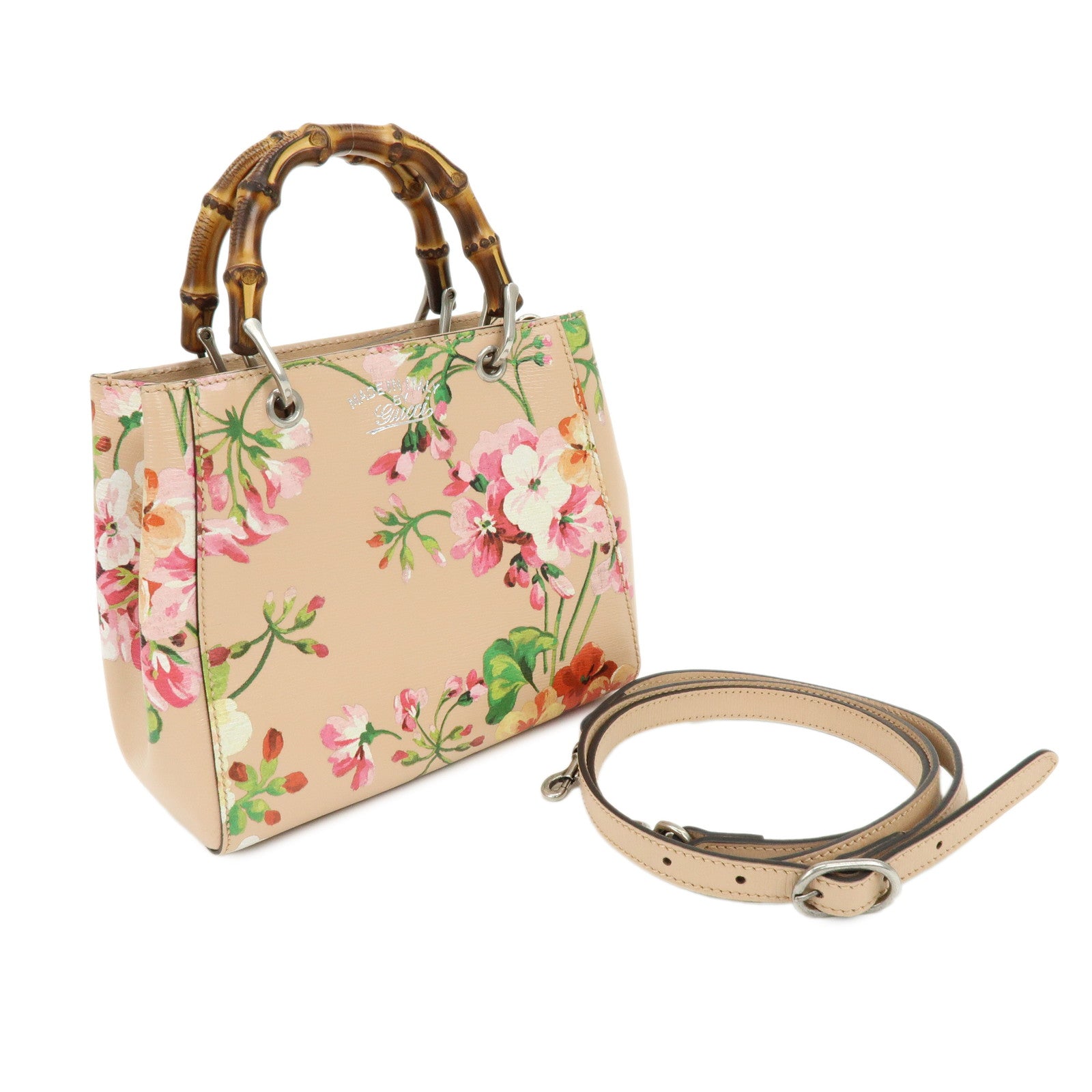 GUCCI Bamboo Blooms Mini Shopper 2Way Hand Shoulder Bag Pink 368823