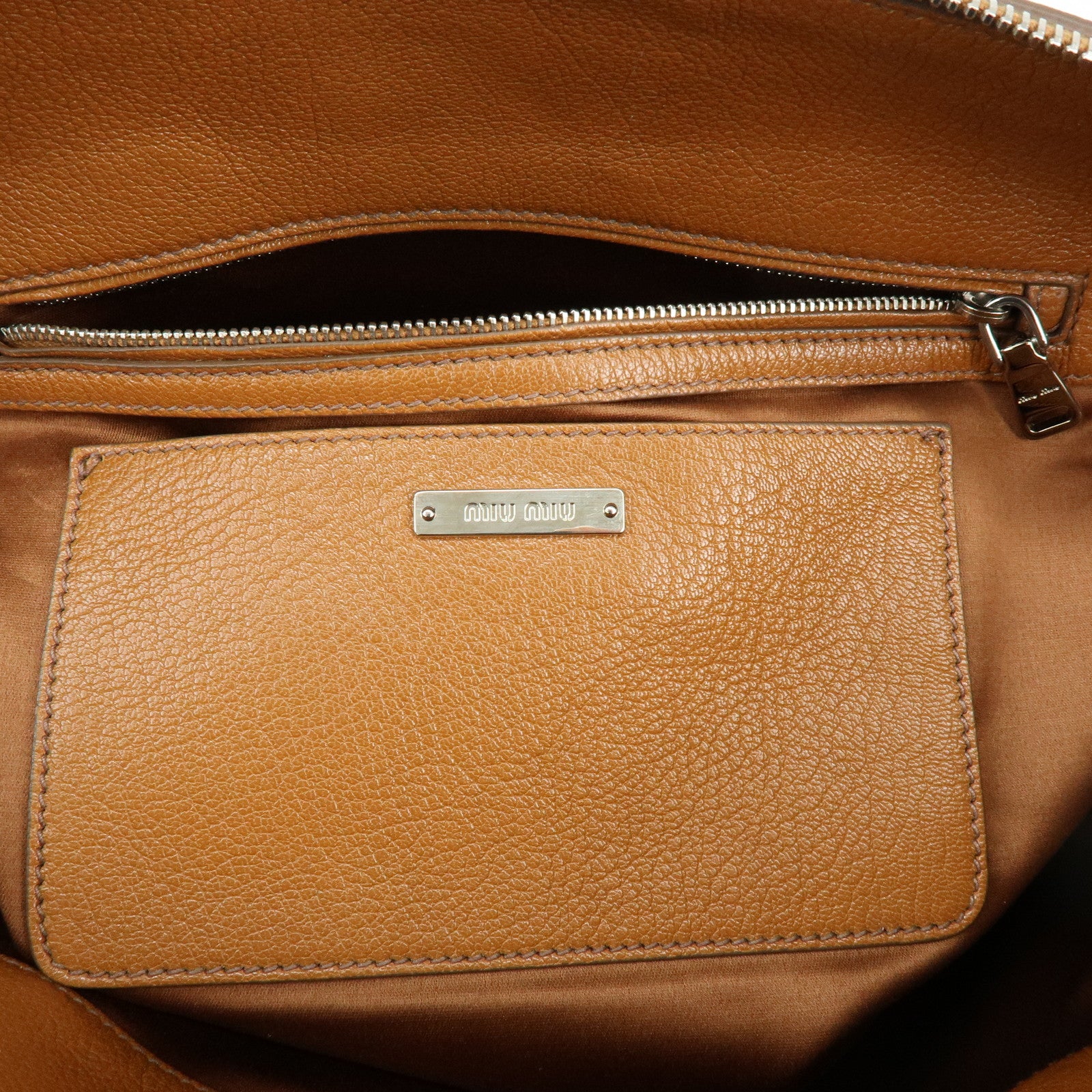 MIU MIU Madras Leather 2Way Bag Hand Bag Shoulder Bag Brown 5BB004