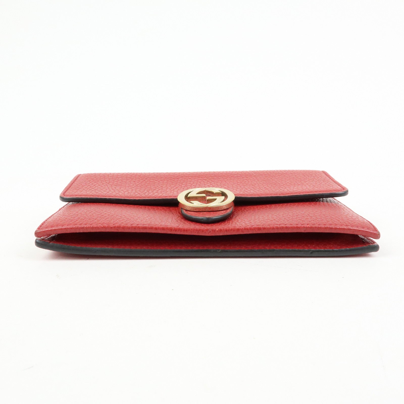 GUCCI Interlocking G Leather Chain Wallet Shoulder Bag Red 510314