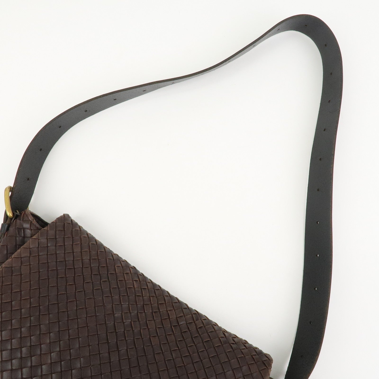 BOTTEGA VENETA Intrecciato Leather Shoulder Bag Crossbody Bag Brown