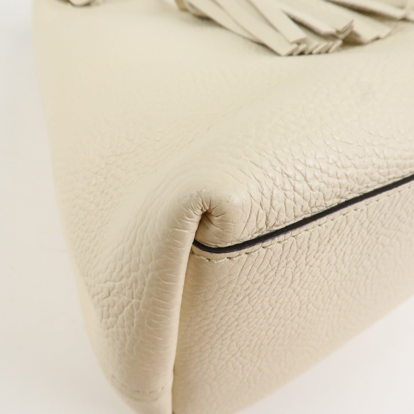 GUCCI SOHO Interlocking G Leather Chain Shoulder Bag White 536196