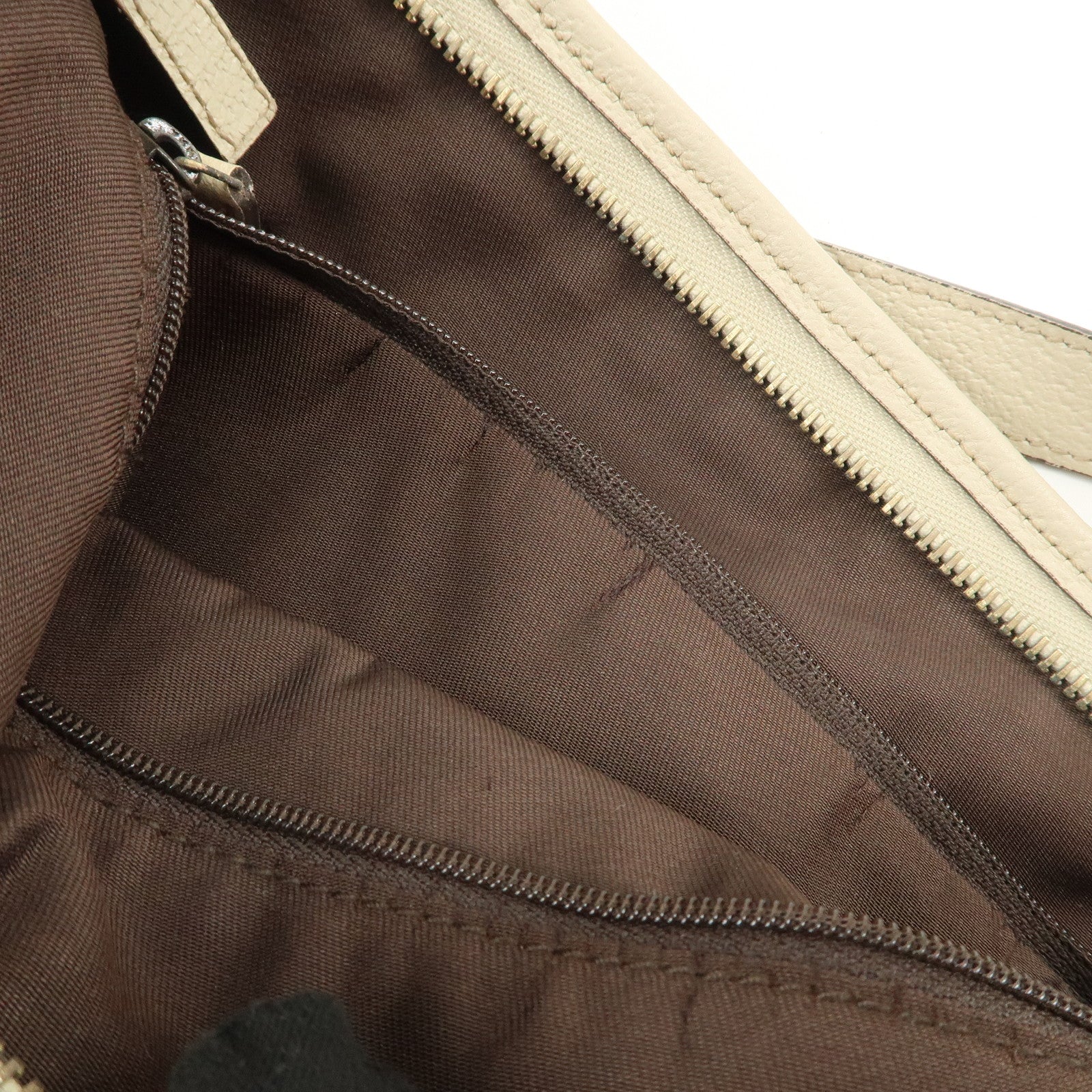 GUCCI Abbey GG Canvas Leather Shoulder Bag Beige Ivory 131326