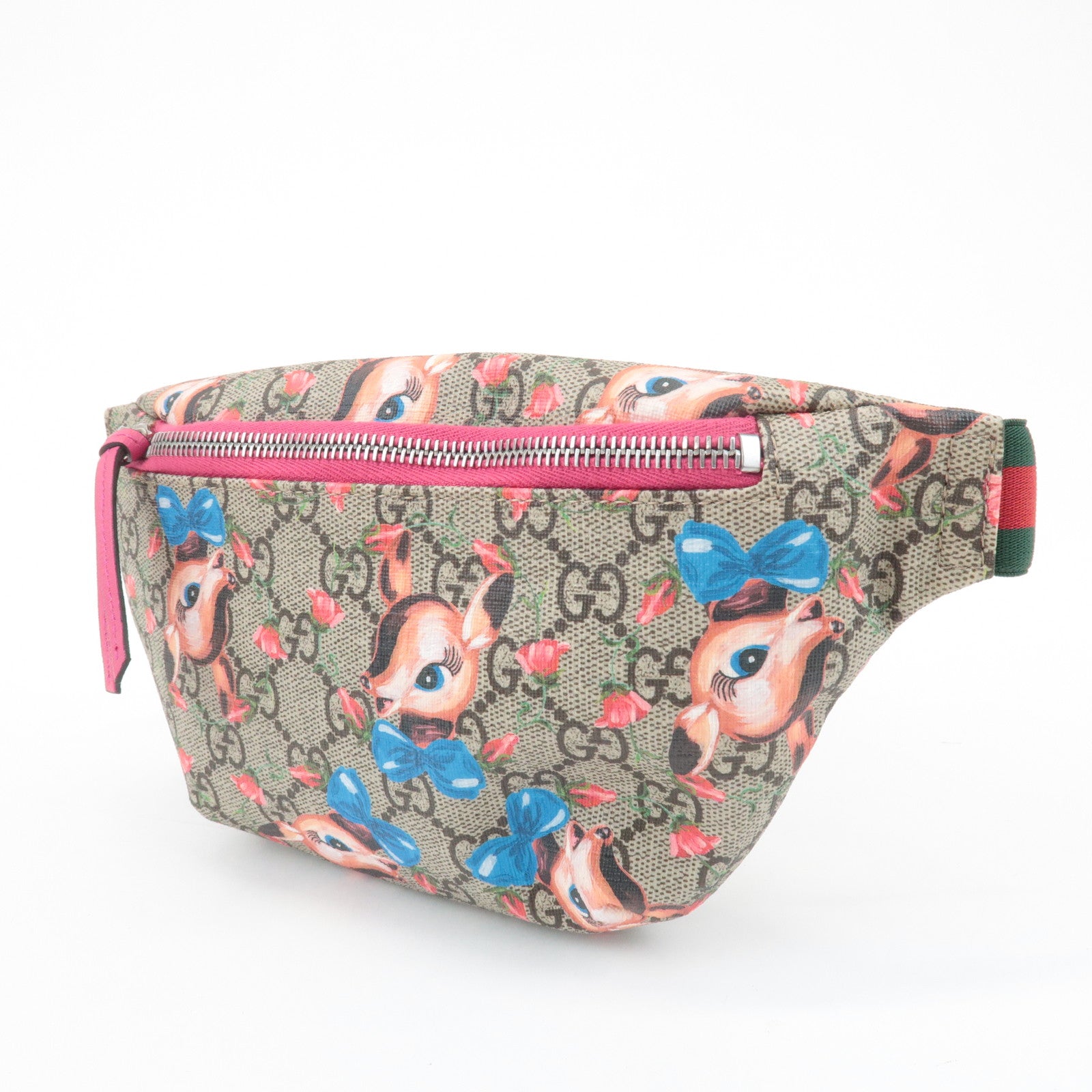 GUCCI GG Supreme Childrens Bambi Floral Waist Bag Beige Pink 502095 Used