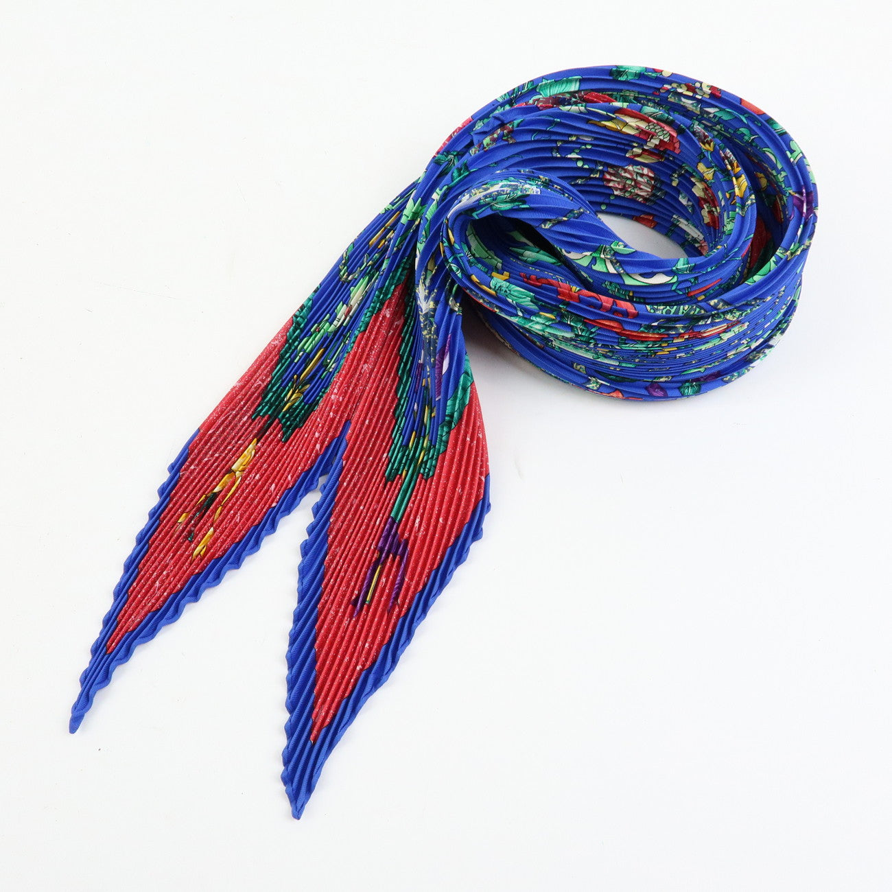 HERMES Pleated Carre90 Silk100% Scarf PIERRES d' ORIENT et OGGIDENT