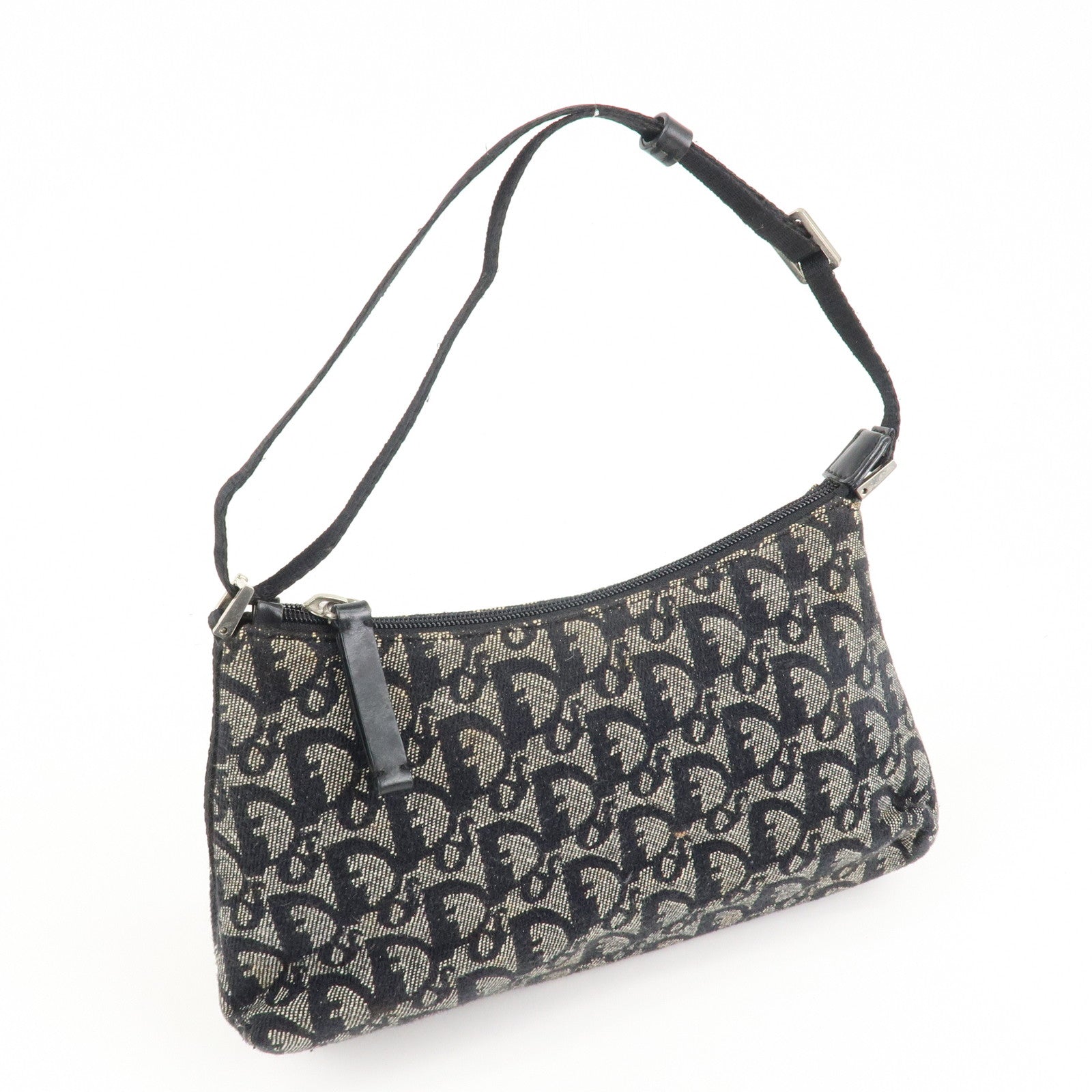 Christian Dior Trotter Canvas Leather Shoulder Bag Hand Bag Black Used