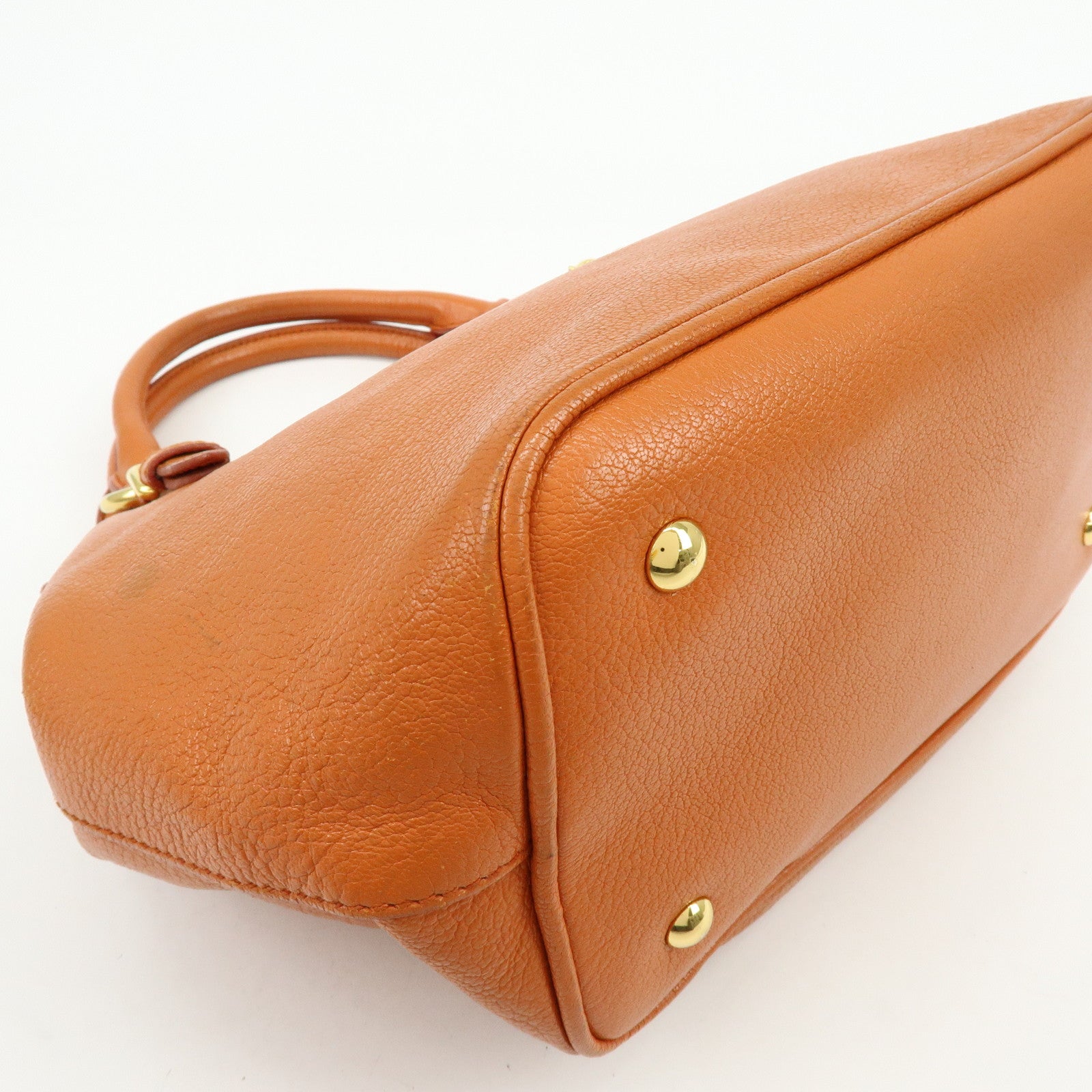 MIU MIU Madras Leather 2Way Shoulder Bag Hand Bag Orange RN0886