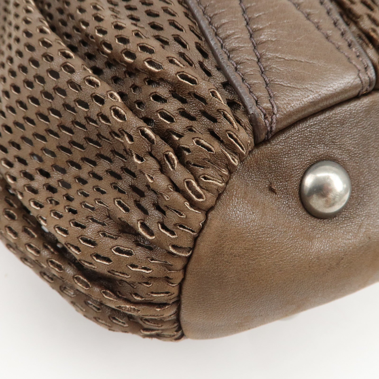 MIU MIU Logo Leather Shoulder Bag Crossbody Bag Brown