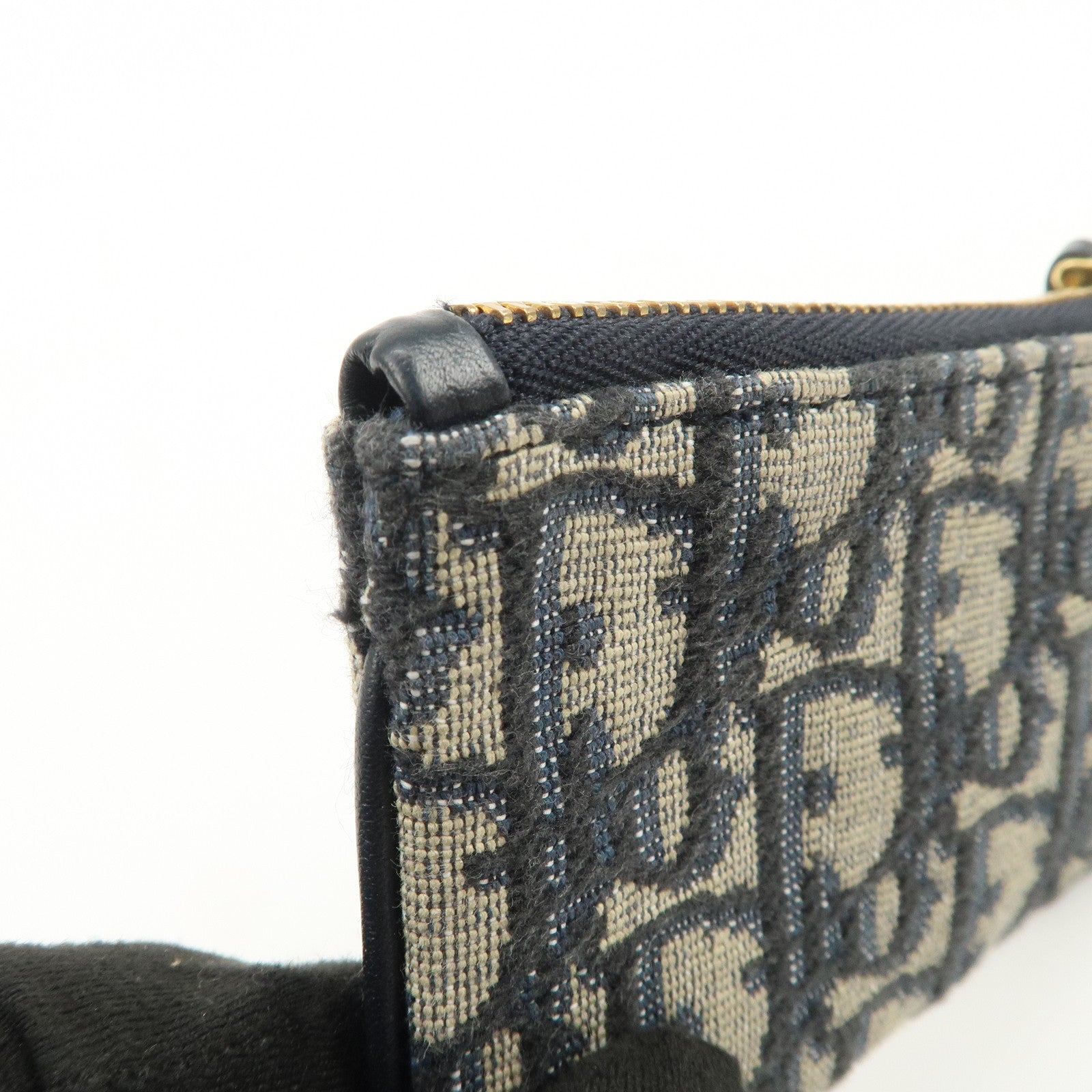 Christian Dior Trotter Canvas Leather Coin Case Key Case Navy