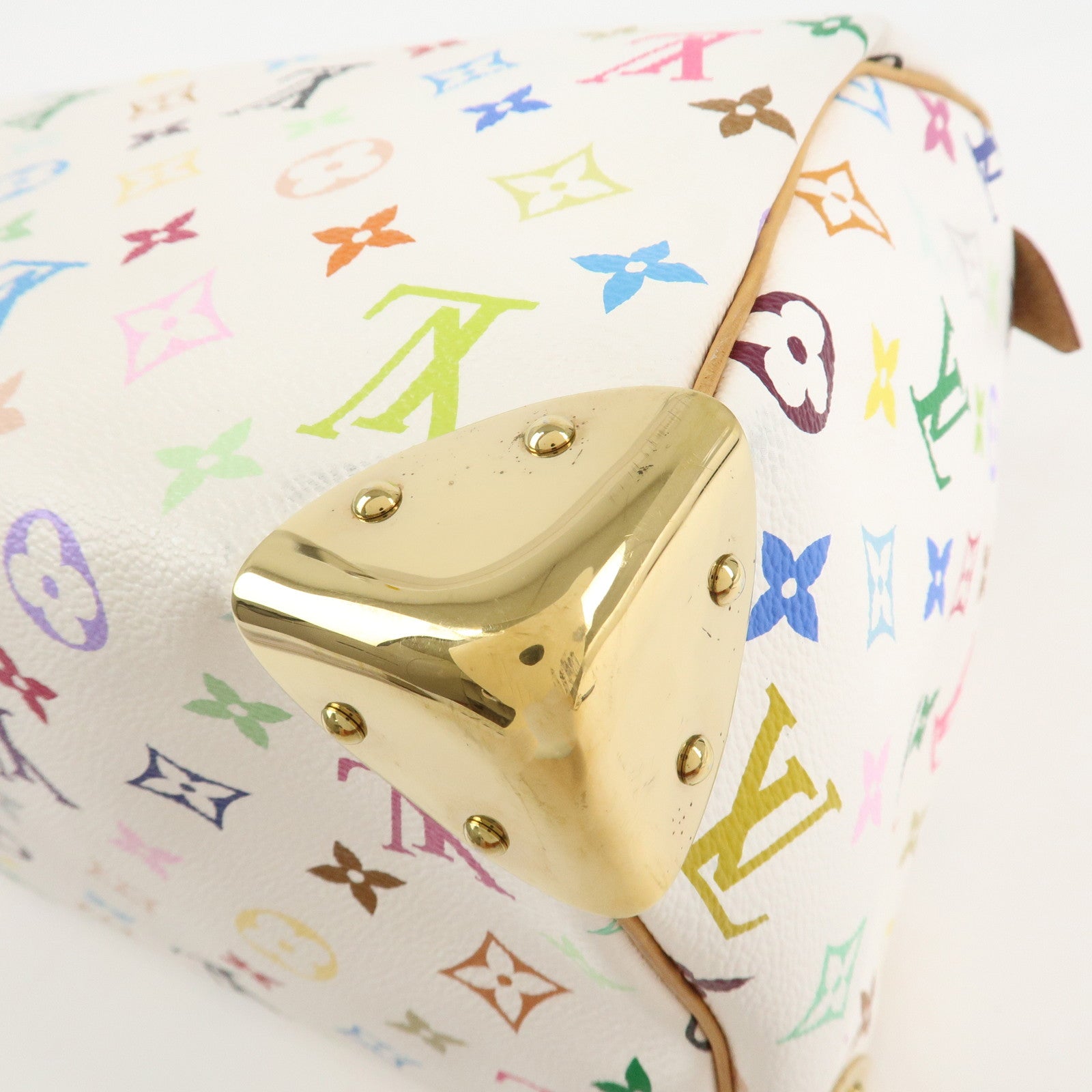Louis Vuitton Monogram Multicolor Speedy 30 Hand Bag Blanc M92643 Used