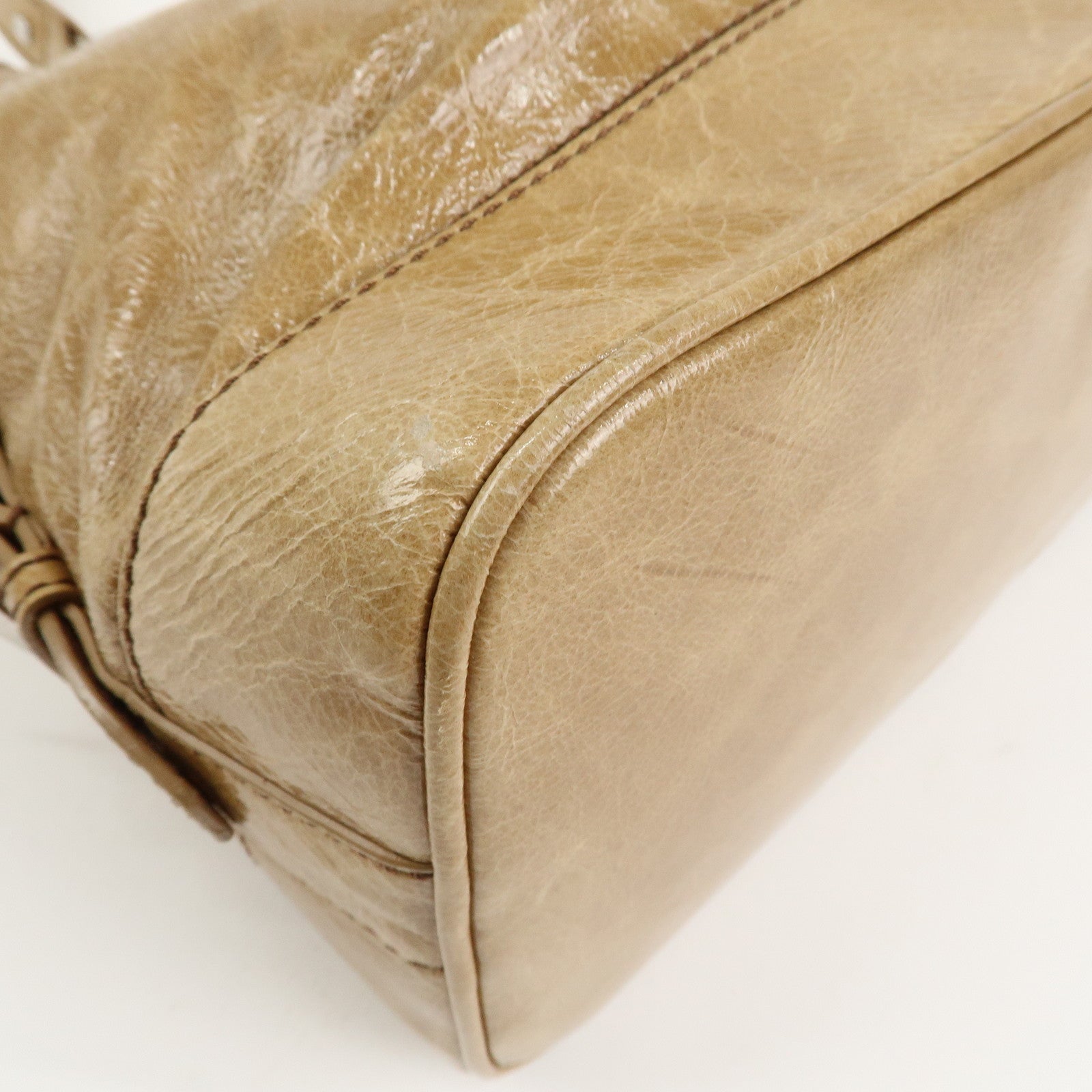 CELINE Macadam Patent Leather Shoulder Bag Tote Bag Light Brown