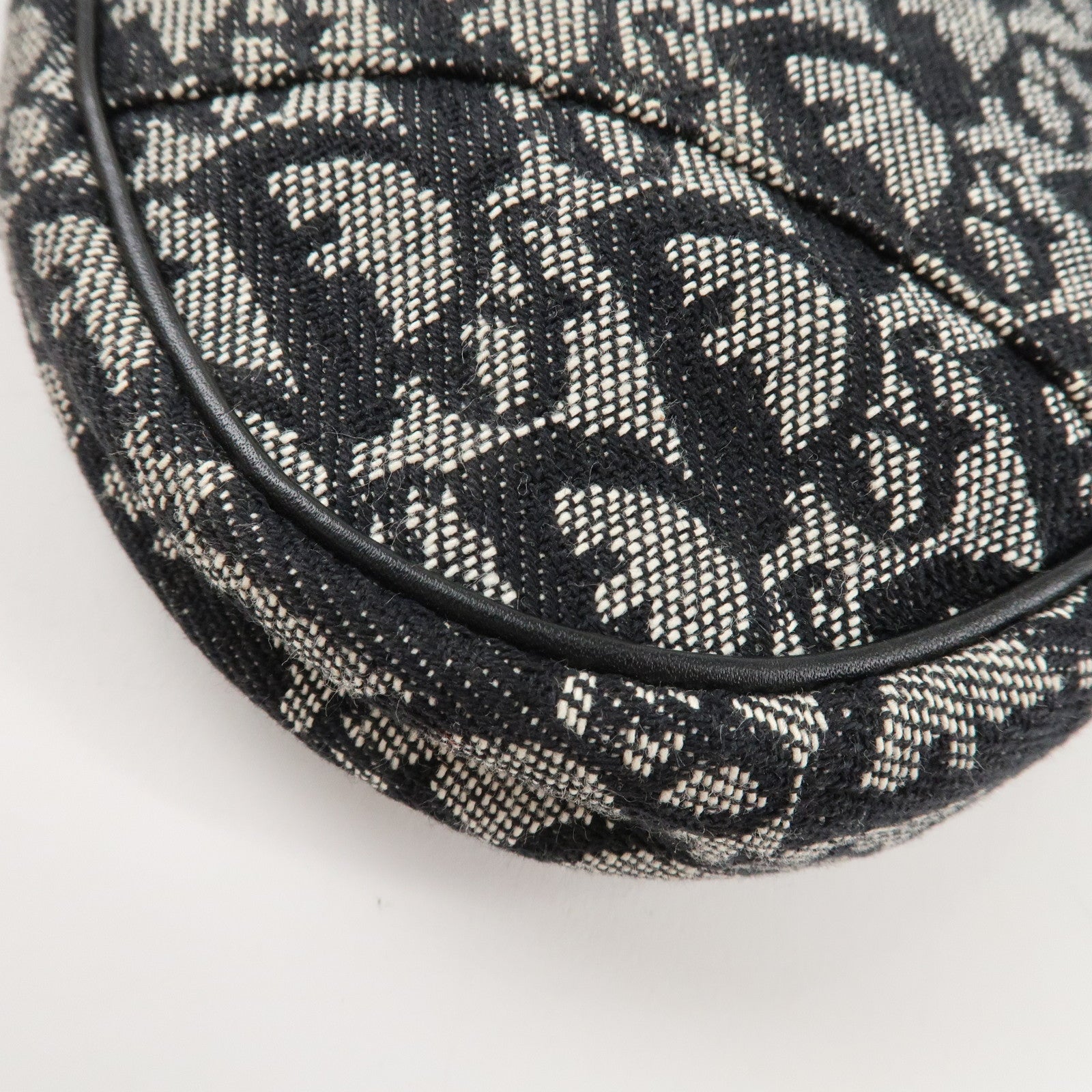 Christian Dior Trotter Canvas Leather Saddle Pouch Shoulder Bag Black Used