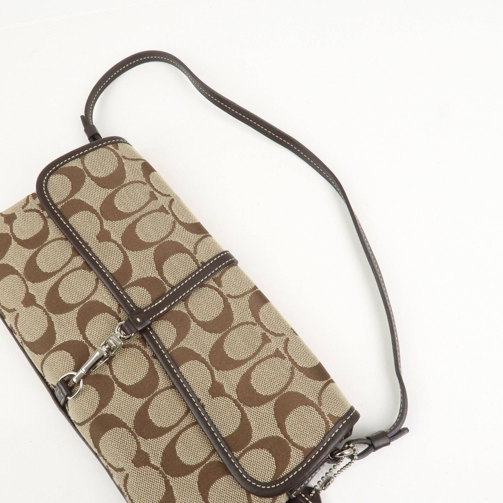 COACH Signature Canvas Leather Shoulder Bag Hand Bag Brown