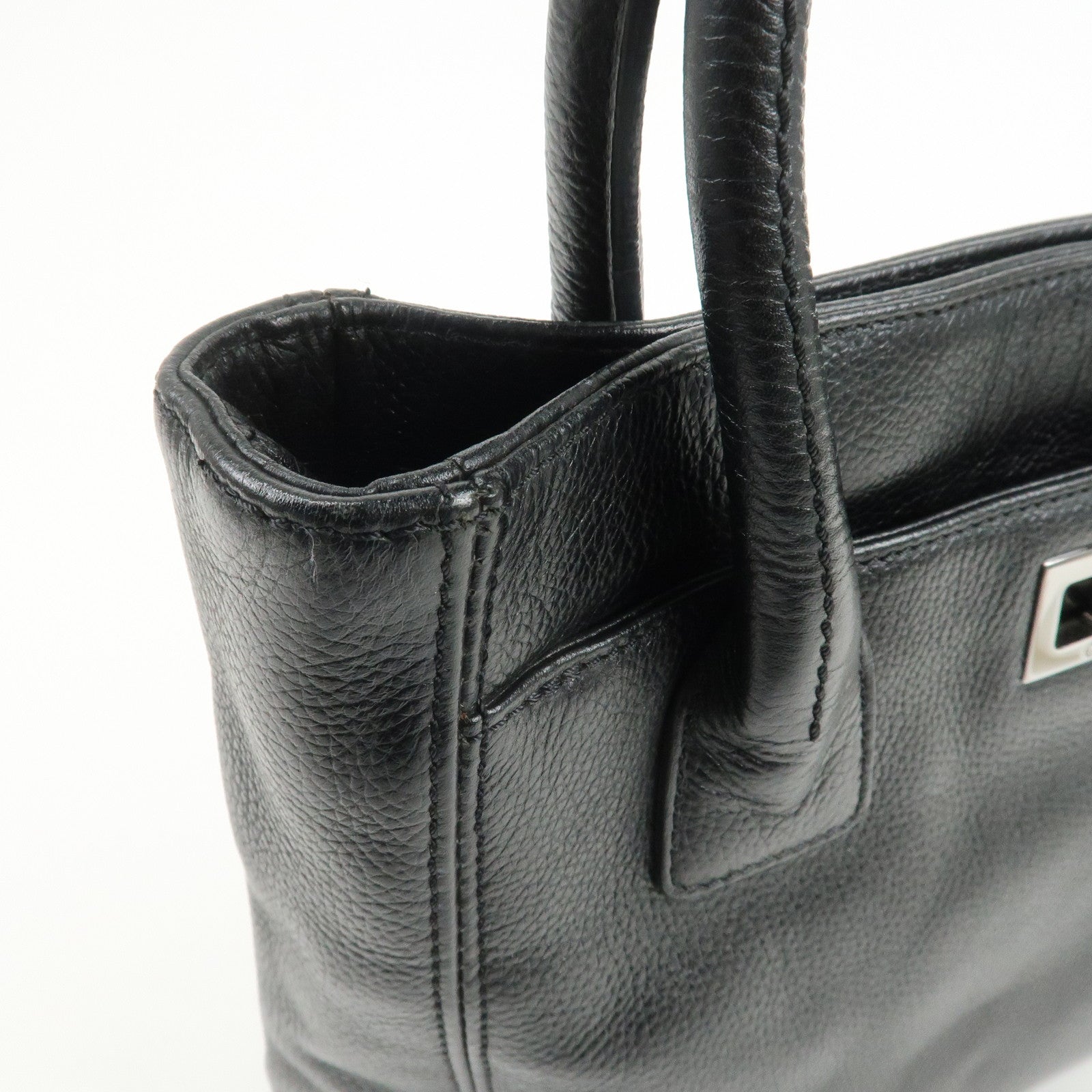 CHANEL 2.55 Caviarskin Executive Tote Bag Hand Bag Black