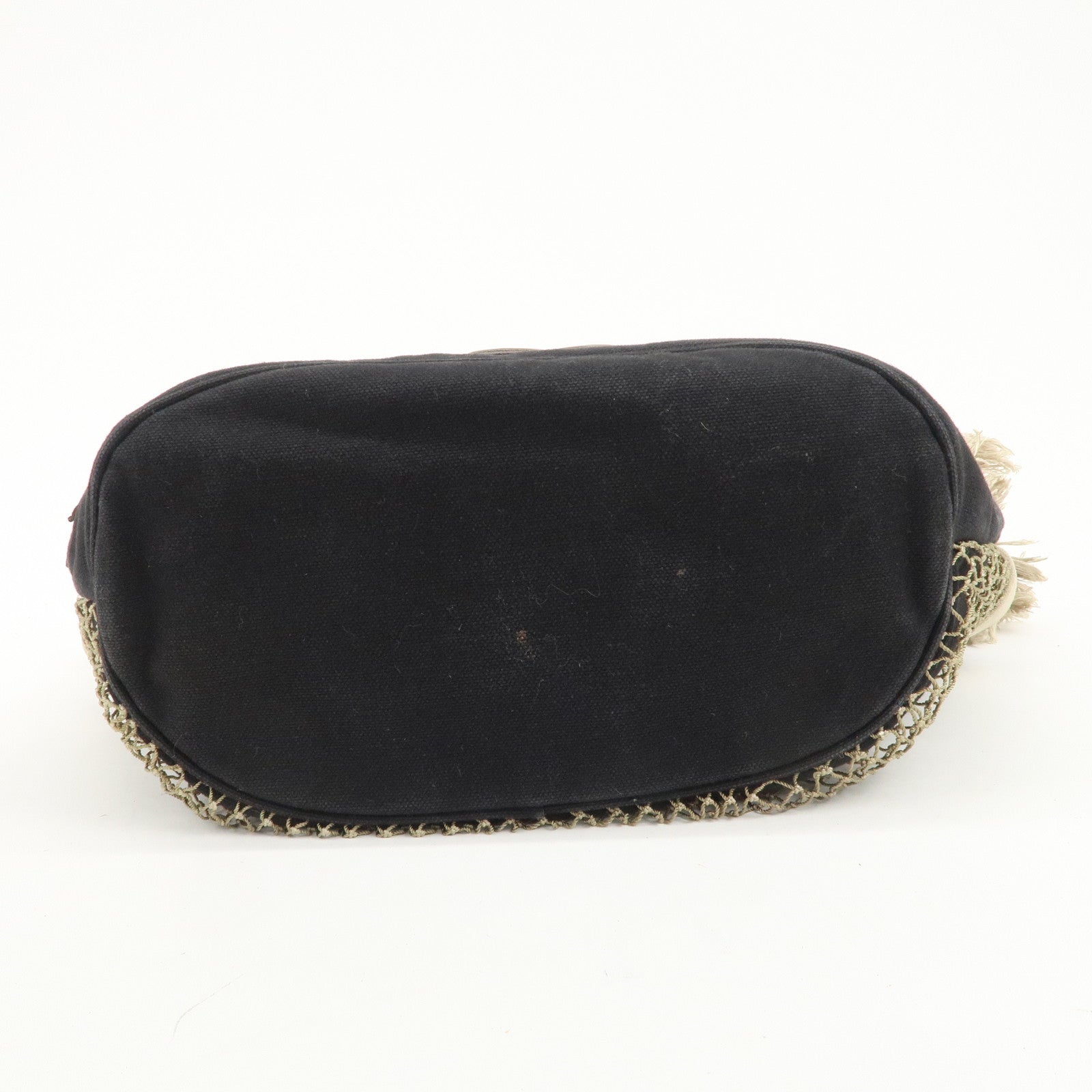 CHANEL COCO Mark Canvas Patent Leather Hand Bag Black Yellow