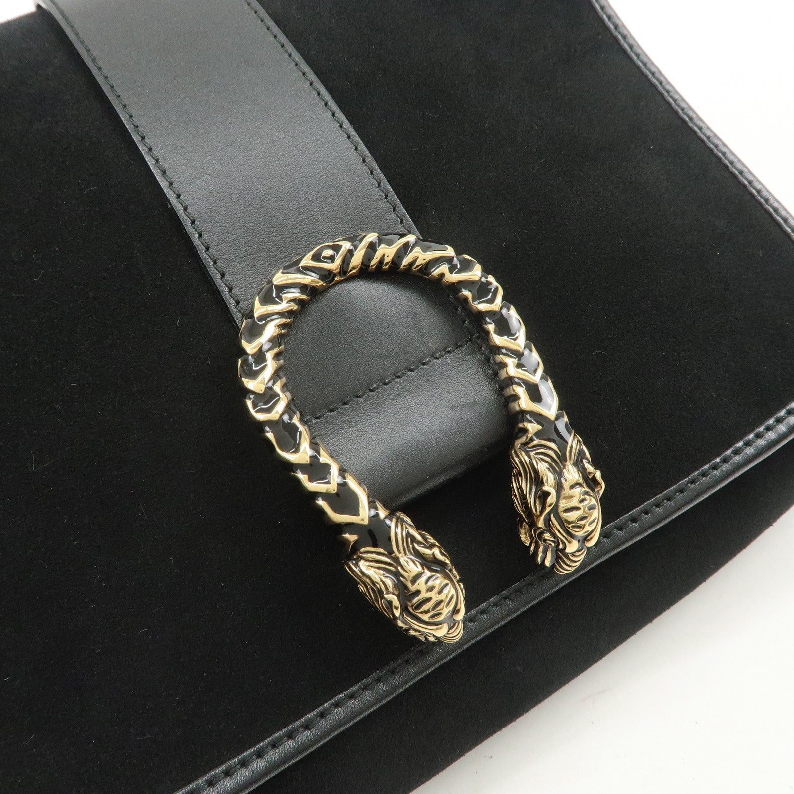 GUCCI Dionysus Suede Leather Shoulder Bag Black 001 4064