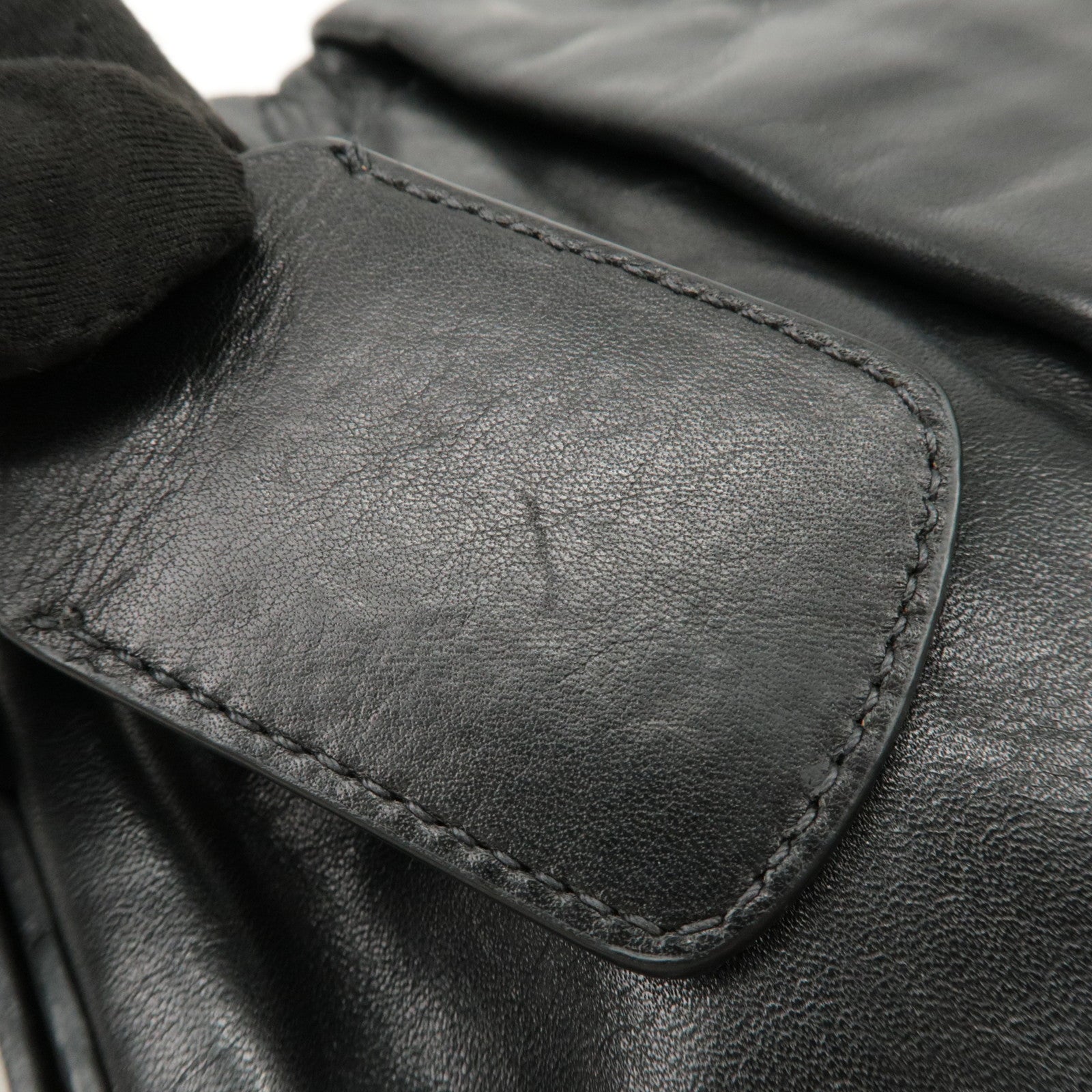 PRADA Logo Leather Shoulder Bag Hand Bag Black BR4930 Used