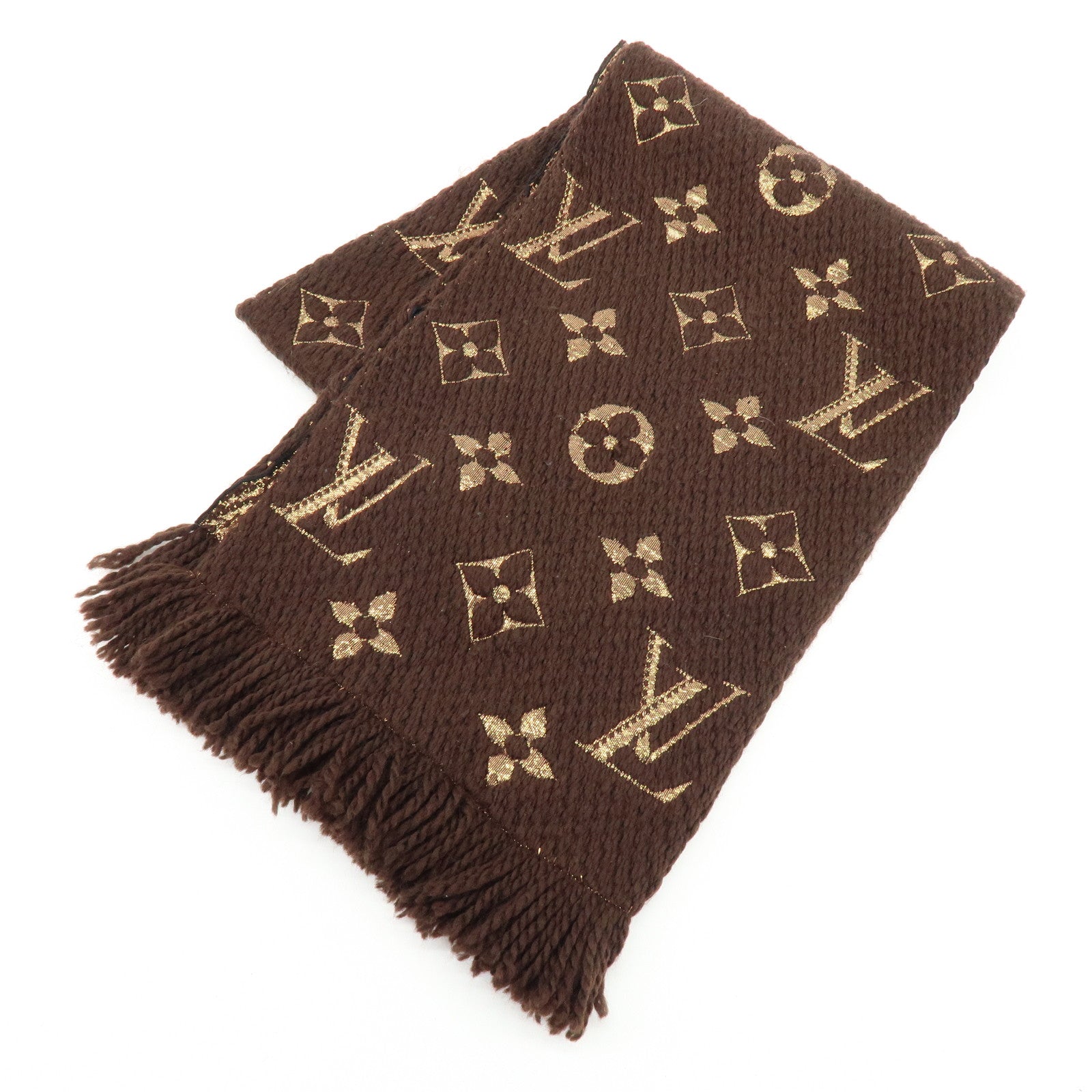 Louis Vuitton Echarpe Logomania Shine Wool Silk Scarf Brown M71383