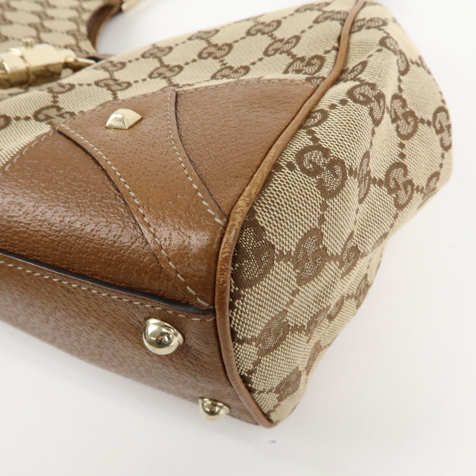 GUCCI New Jackie GG Canvas Leather Shoulder Bag Brown 124407 Used