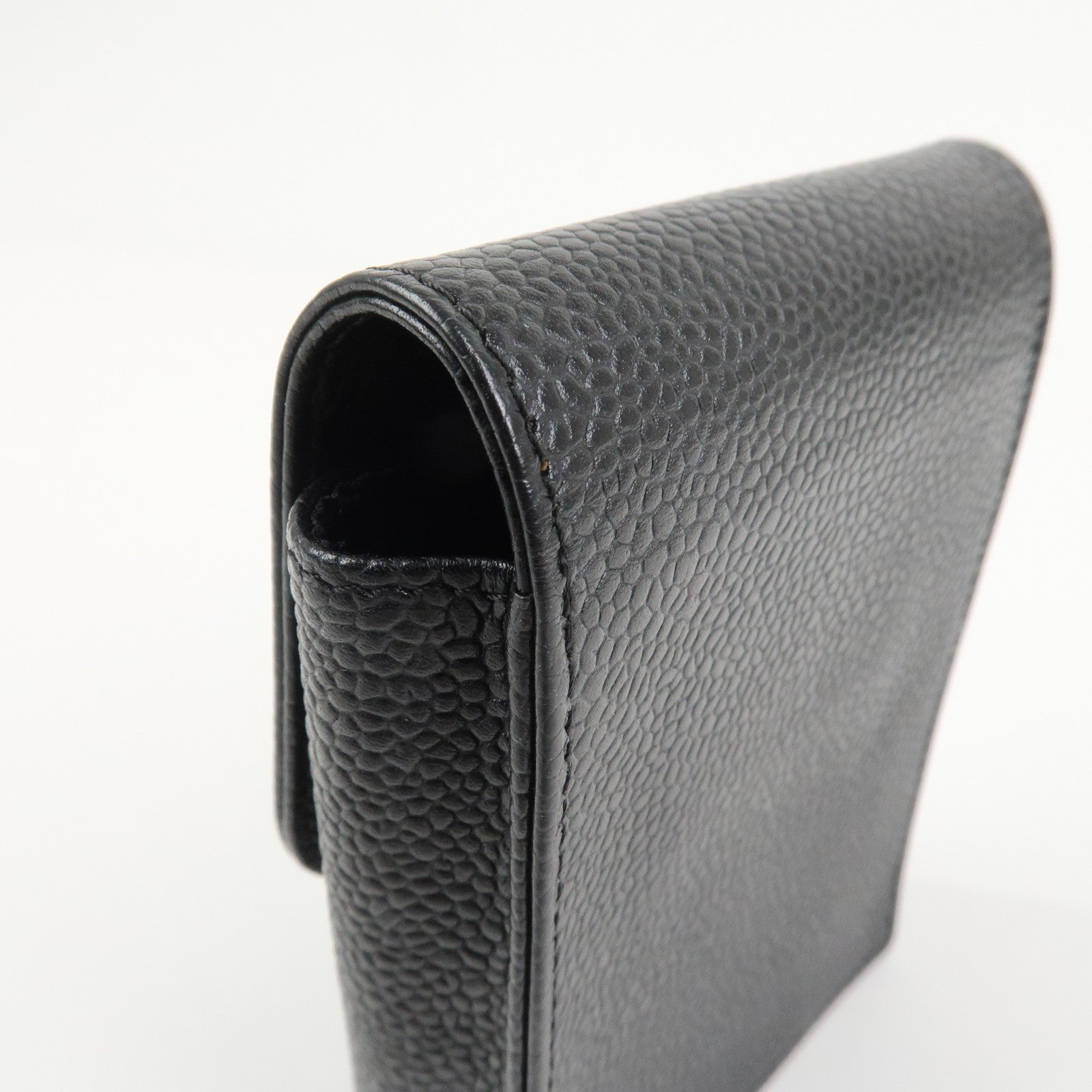 CHANEL COCO Mark Caviarskin Cigarette Case Black Noir A13511
