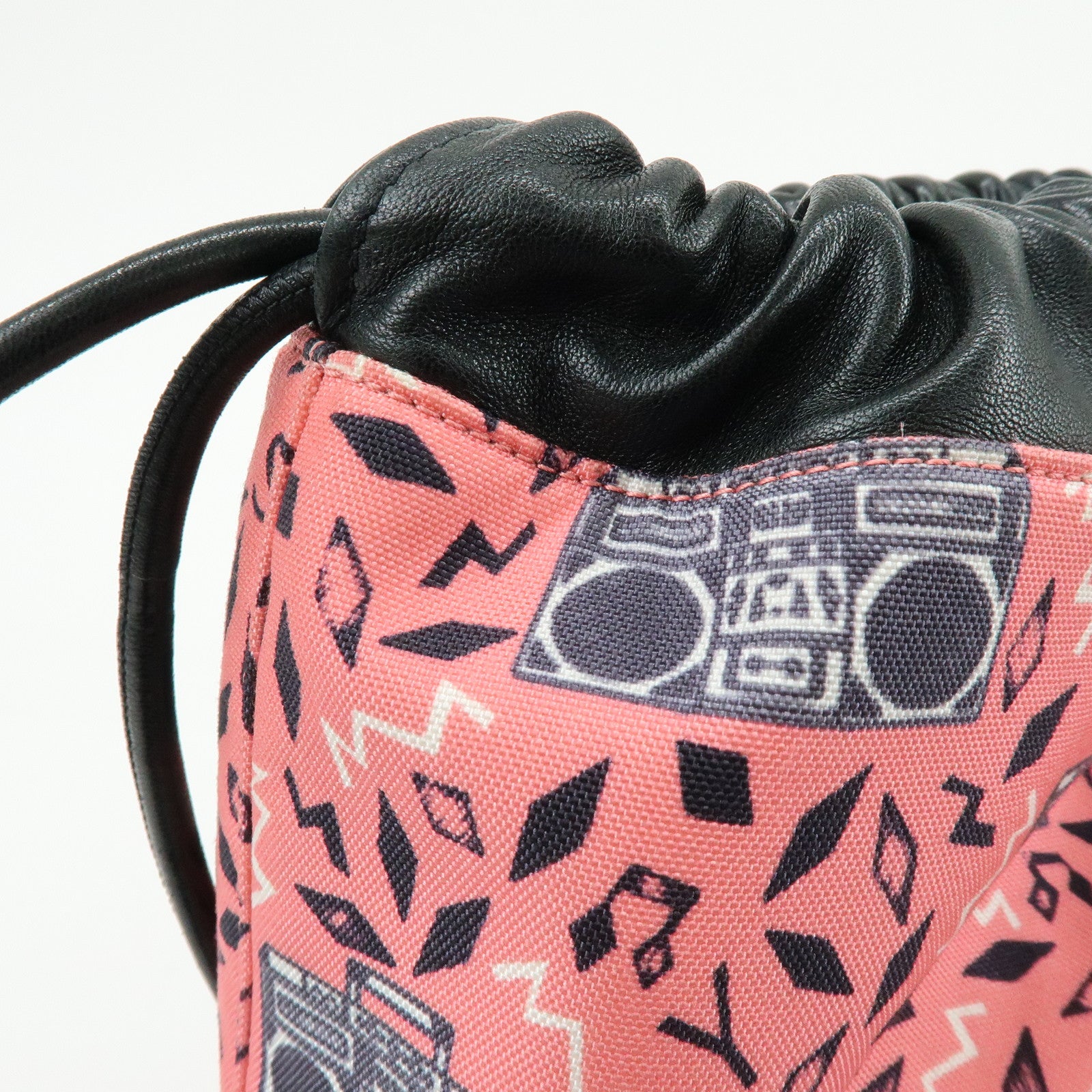 SAINT LAURENT PARIS Canvas Lamb Skin Teddy Bag Backpack Pink 553919