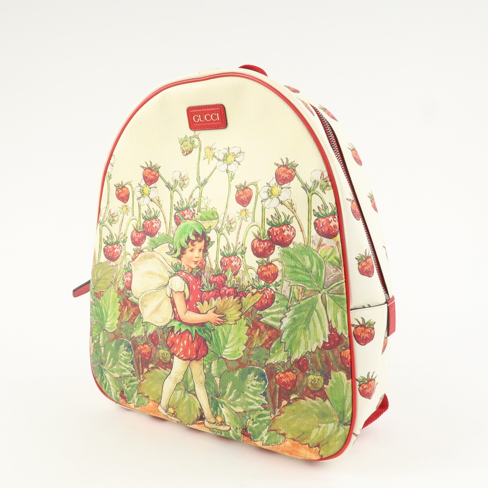 GUCCI Children's PVC Leather Back Pack Beige Red 433578 Used