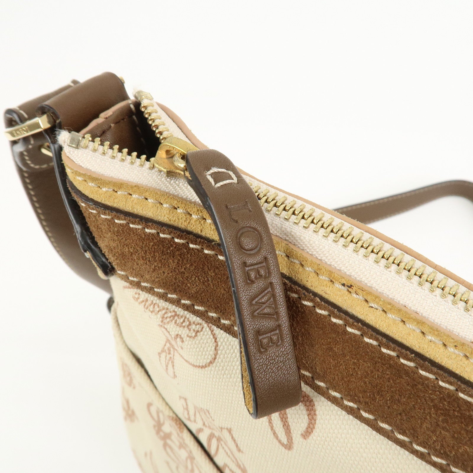 LOEWE Anagram Canvas Suede Leather Shoulder Bag 160th Anniversary