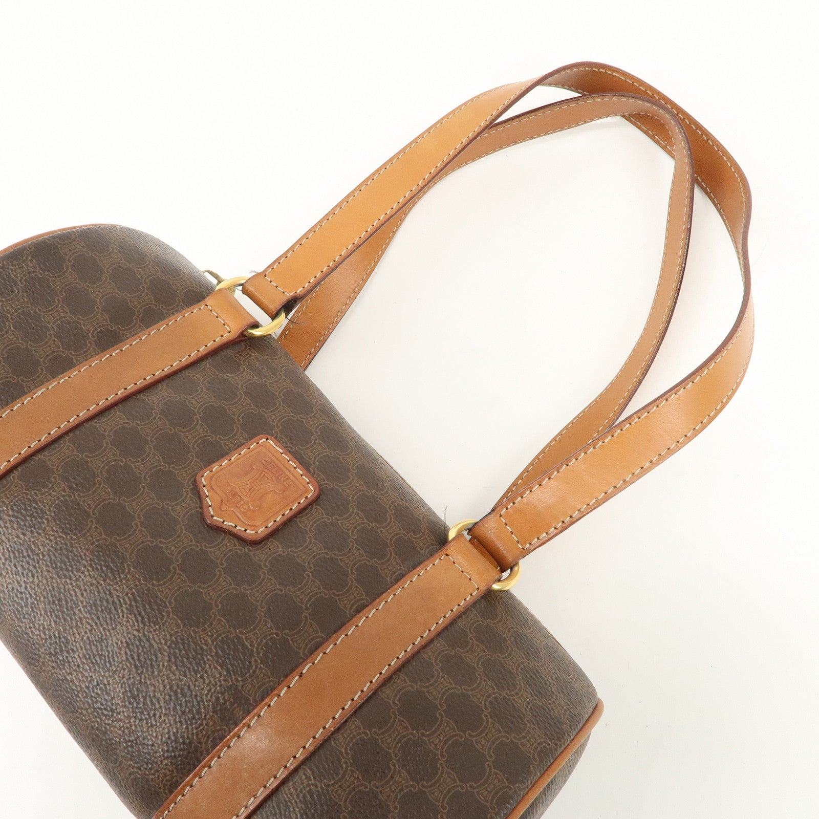 CELINE Macadam PVC Leather Hand Bag Shoulder Bag Brown