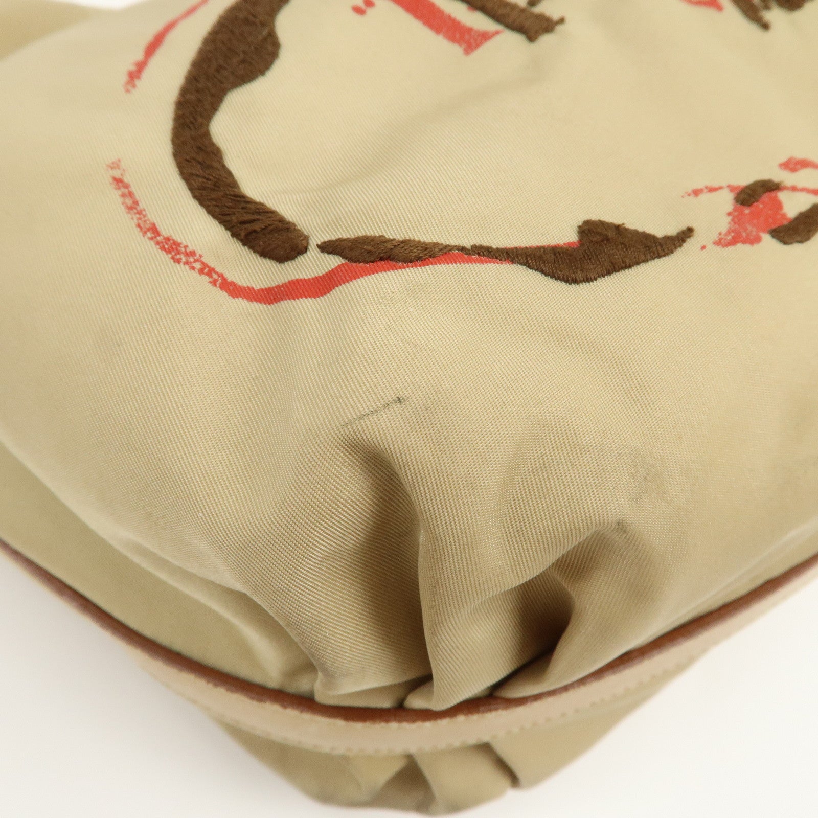 PRADA Logo Nylon Leather Shoulder Bag Hand Bag Beige BR3315