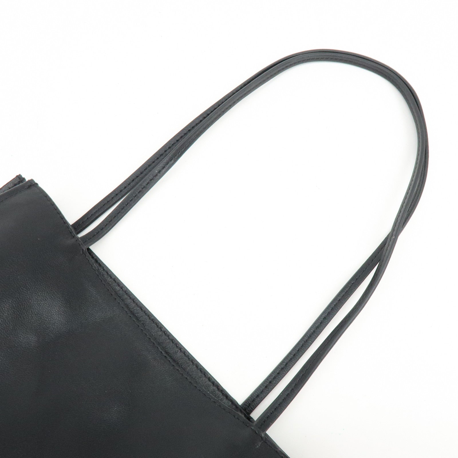 THE ROW To Go Tote Large Lamb Skin Leather Tote Shoulder Bag Black