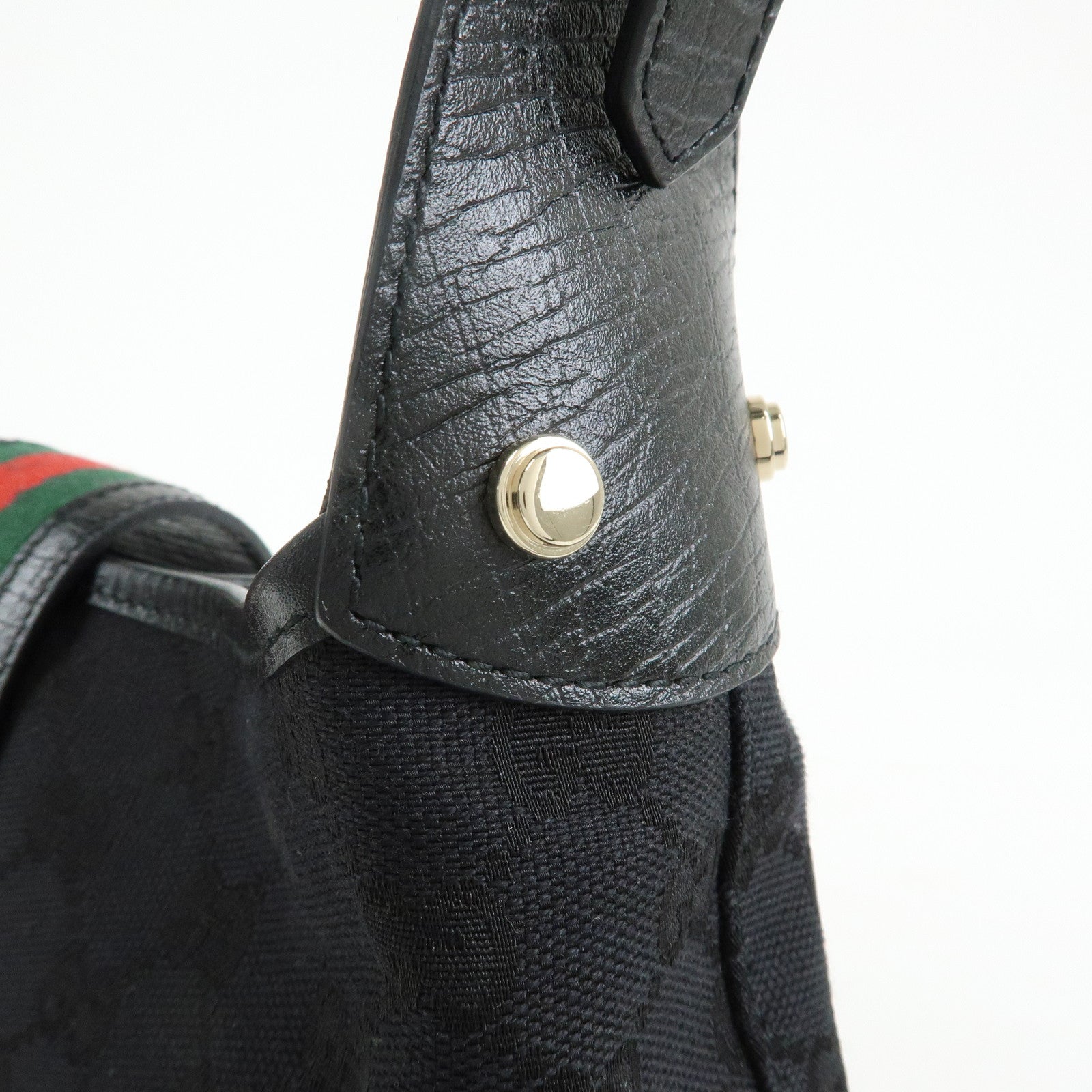 GUCCI Sherry GG Canvas Leather Shoulder Bag Hand Bag Black 130779