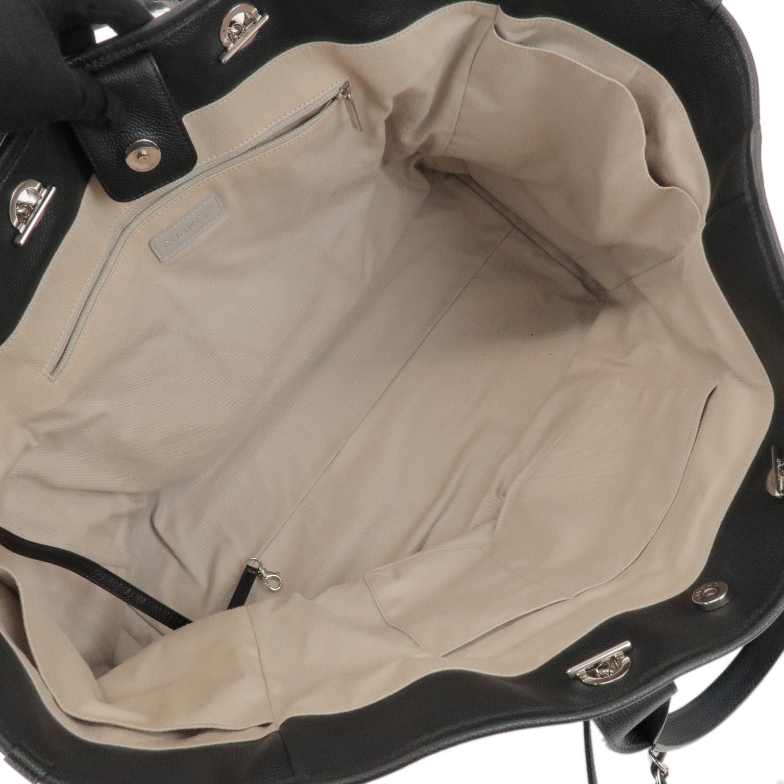 CHANEL Deauville Large Leather Tote Bag Shoulder Bag Black