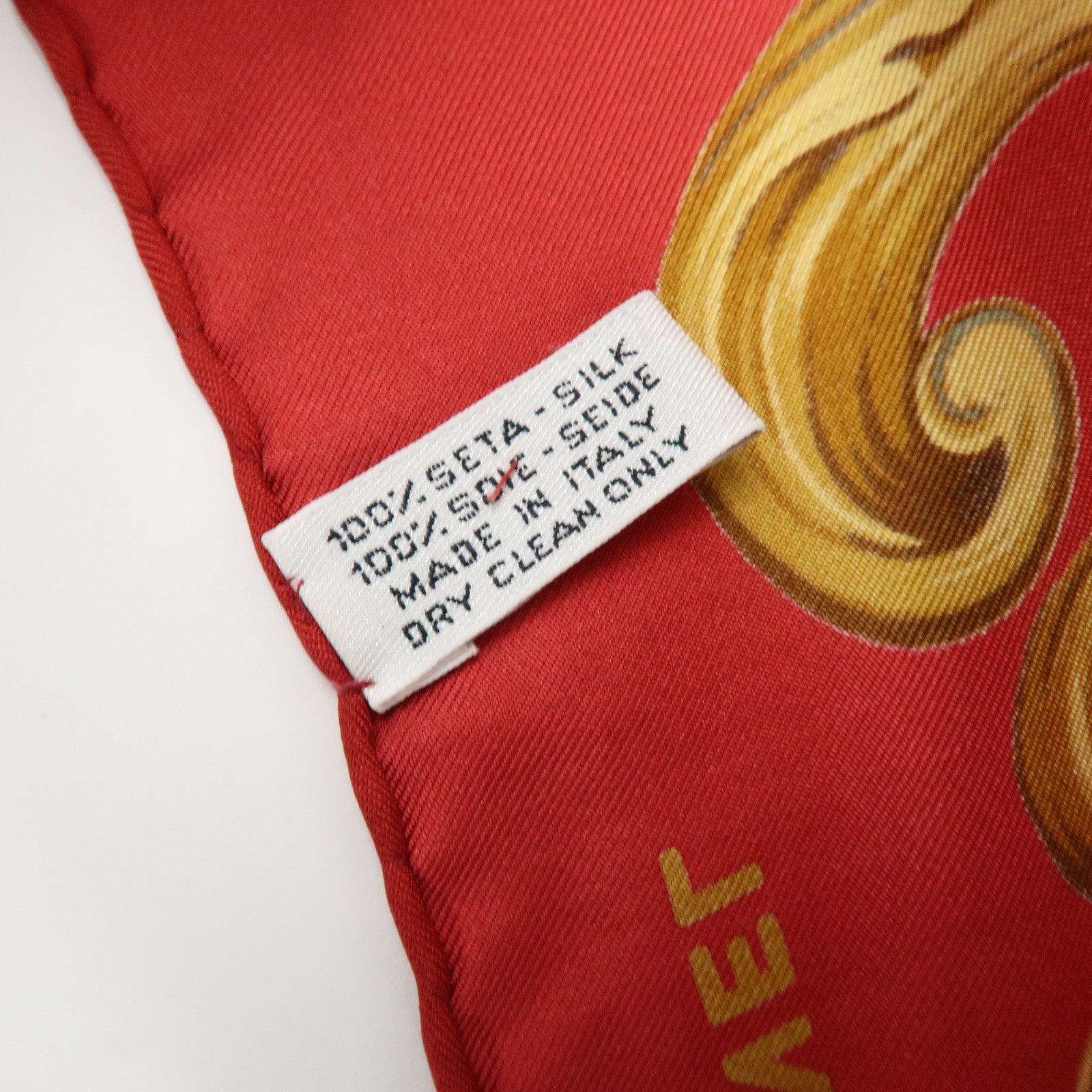 CHANEL Silk 100% Scarf Flower Motif Red Yellow