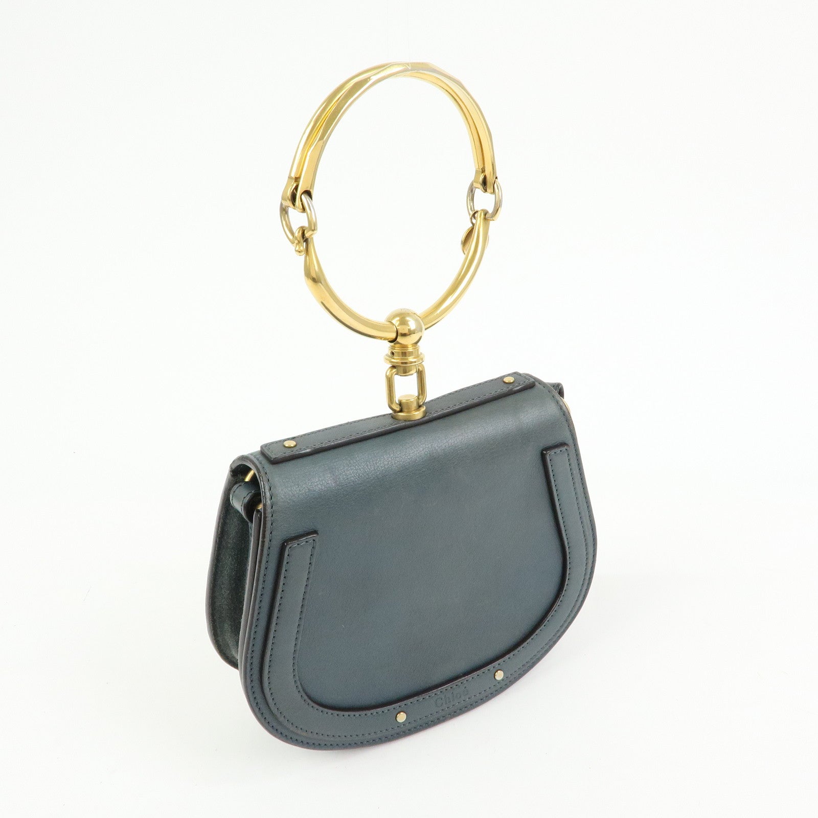 Chloe Nile Leather 2Way Bag Hand Bag Bracelet Bag Blue