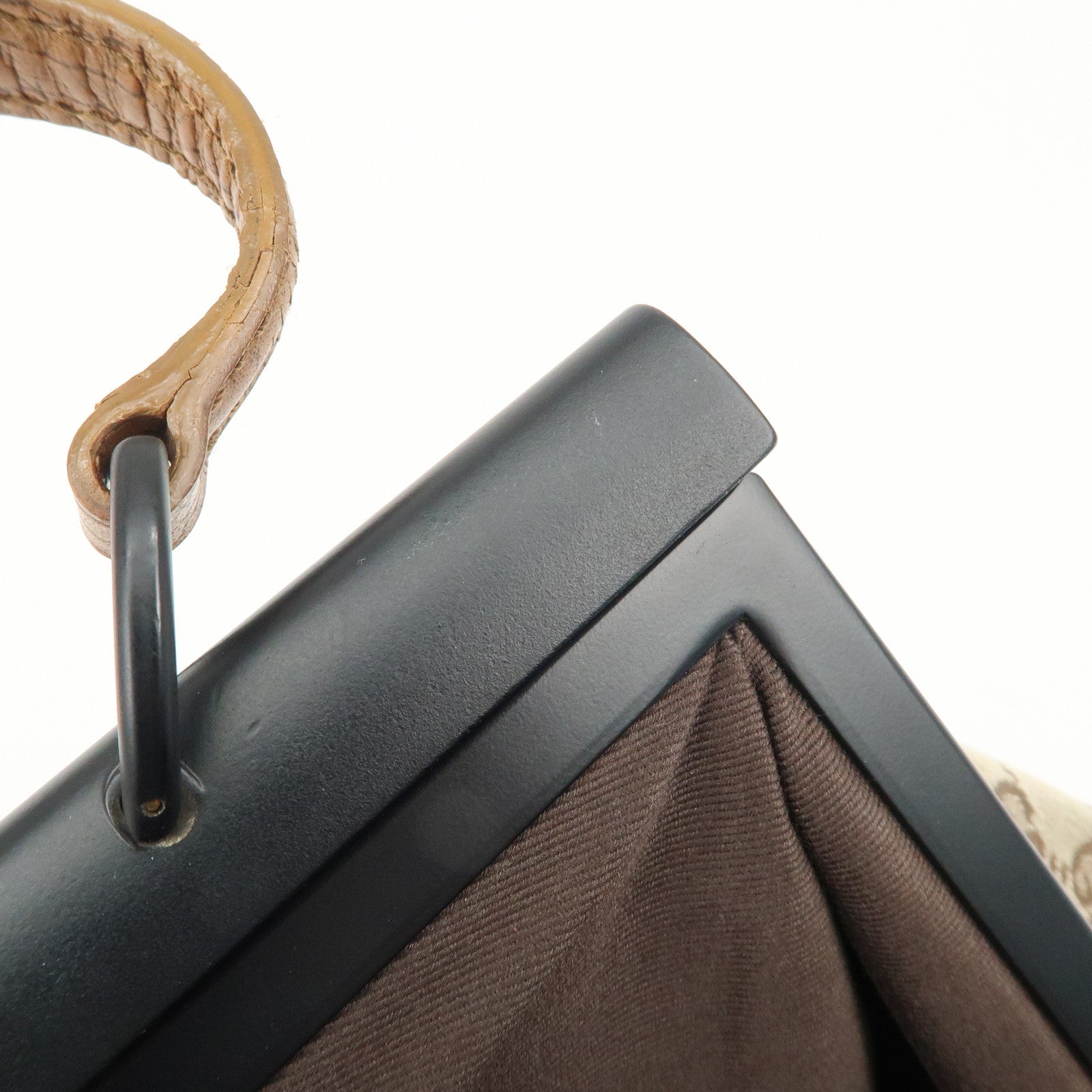 GUCCI Bamboo GG Canvas Leather Hand Bag Beige Brown 112366 Used