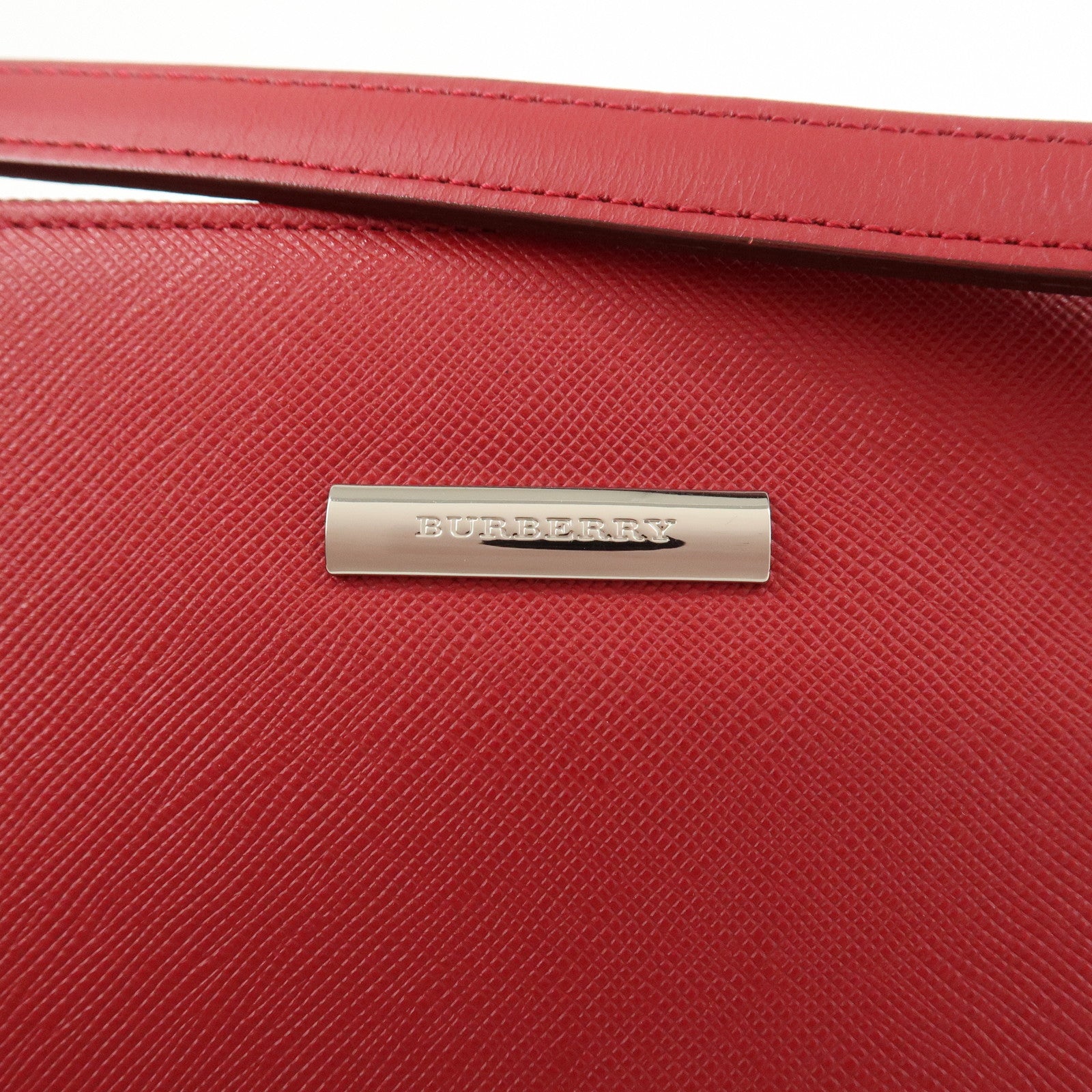 BURBERRY Logo Leather Shoulder Bag Hand Bag Red