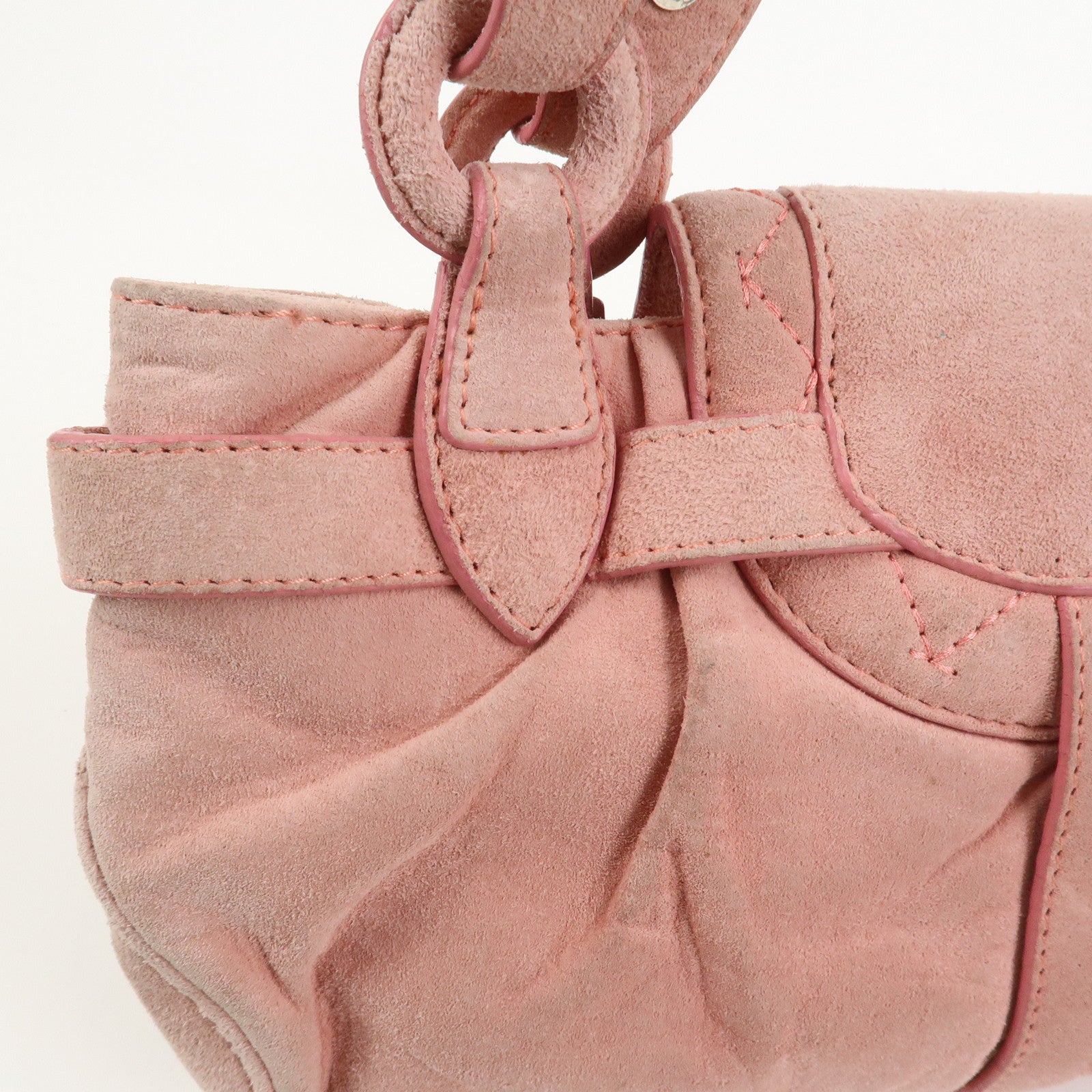 LOEWE Anagram Suede Shoulder Bag Hand Bag Pink