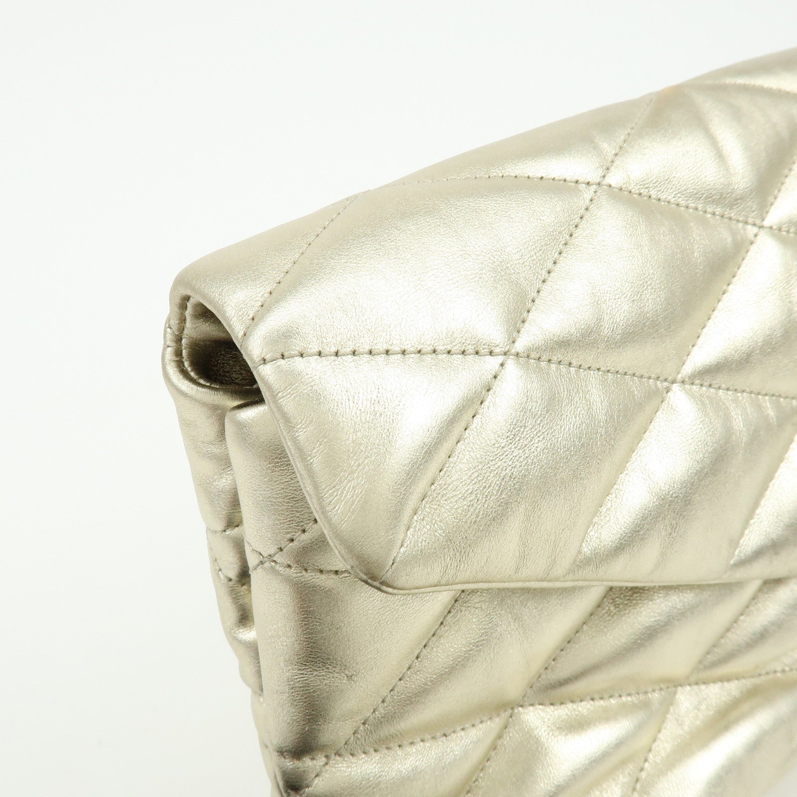 SAINT LAURENT PARIS Sade Leather Clutch Bag Gold 1655004