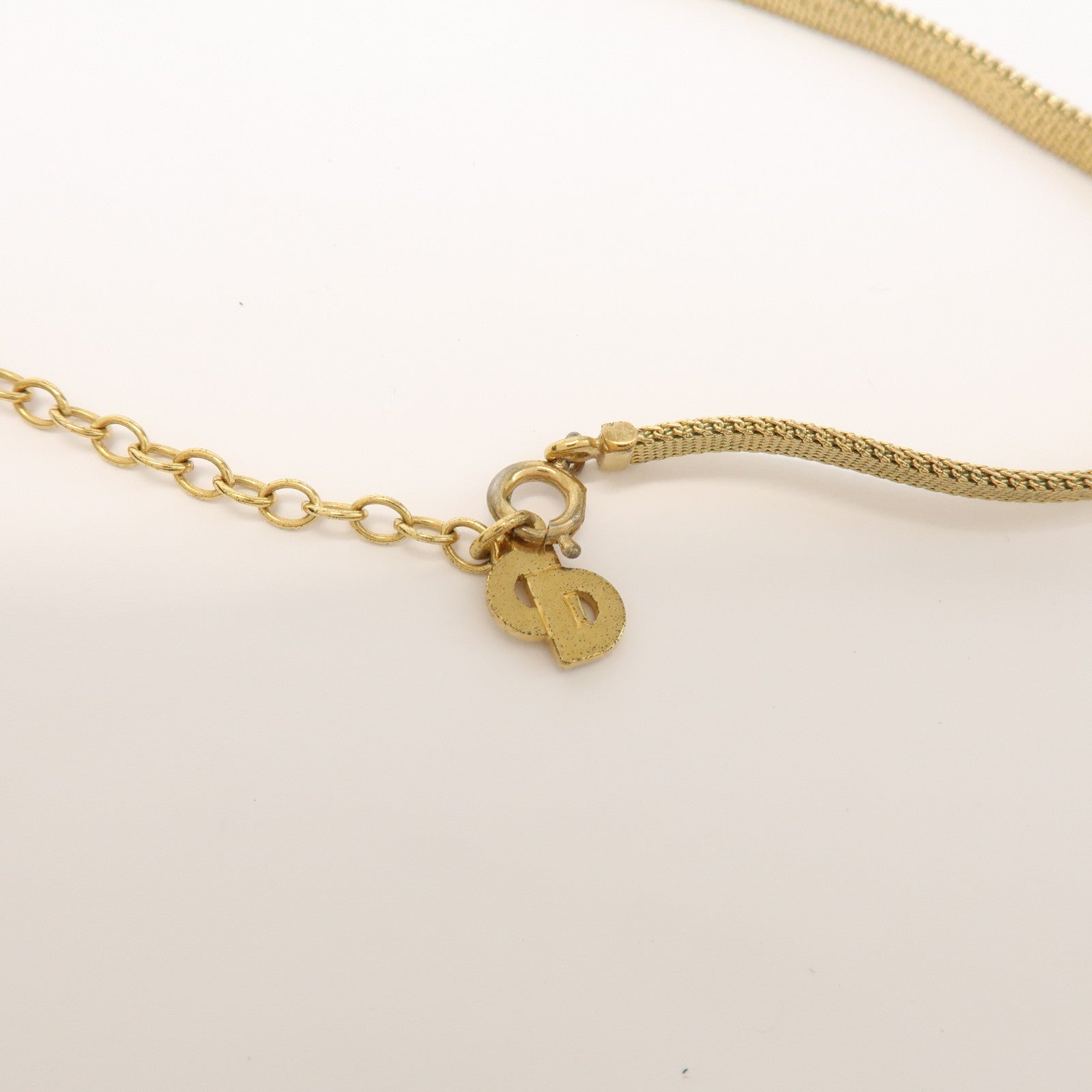 Christian Dior CD Logo Metal Necklace Choker Gold