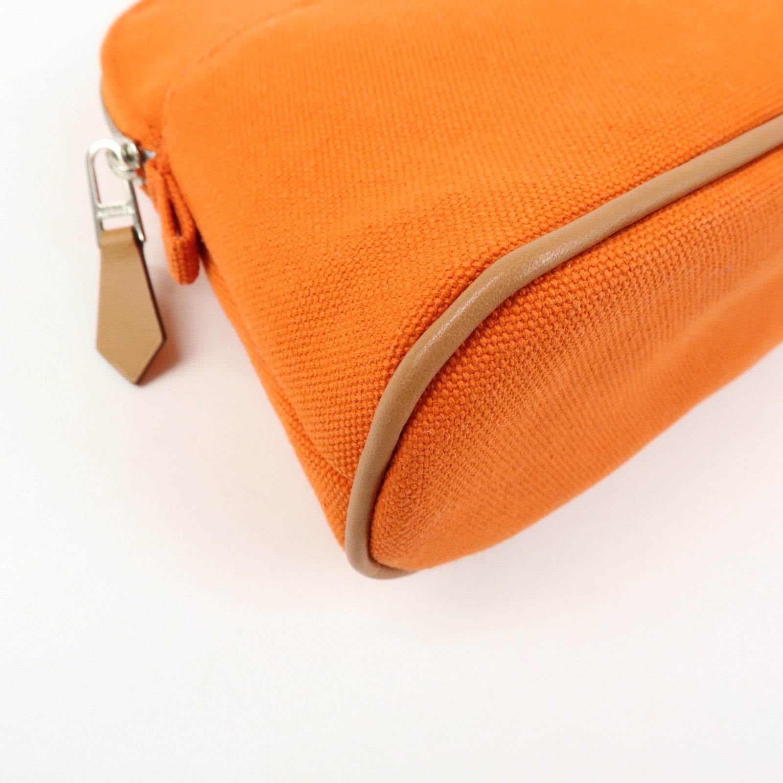 HERMES Bolide Mini Canvas Leather Pouch Cosmetic Pouch Orange