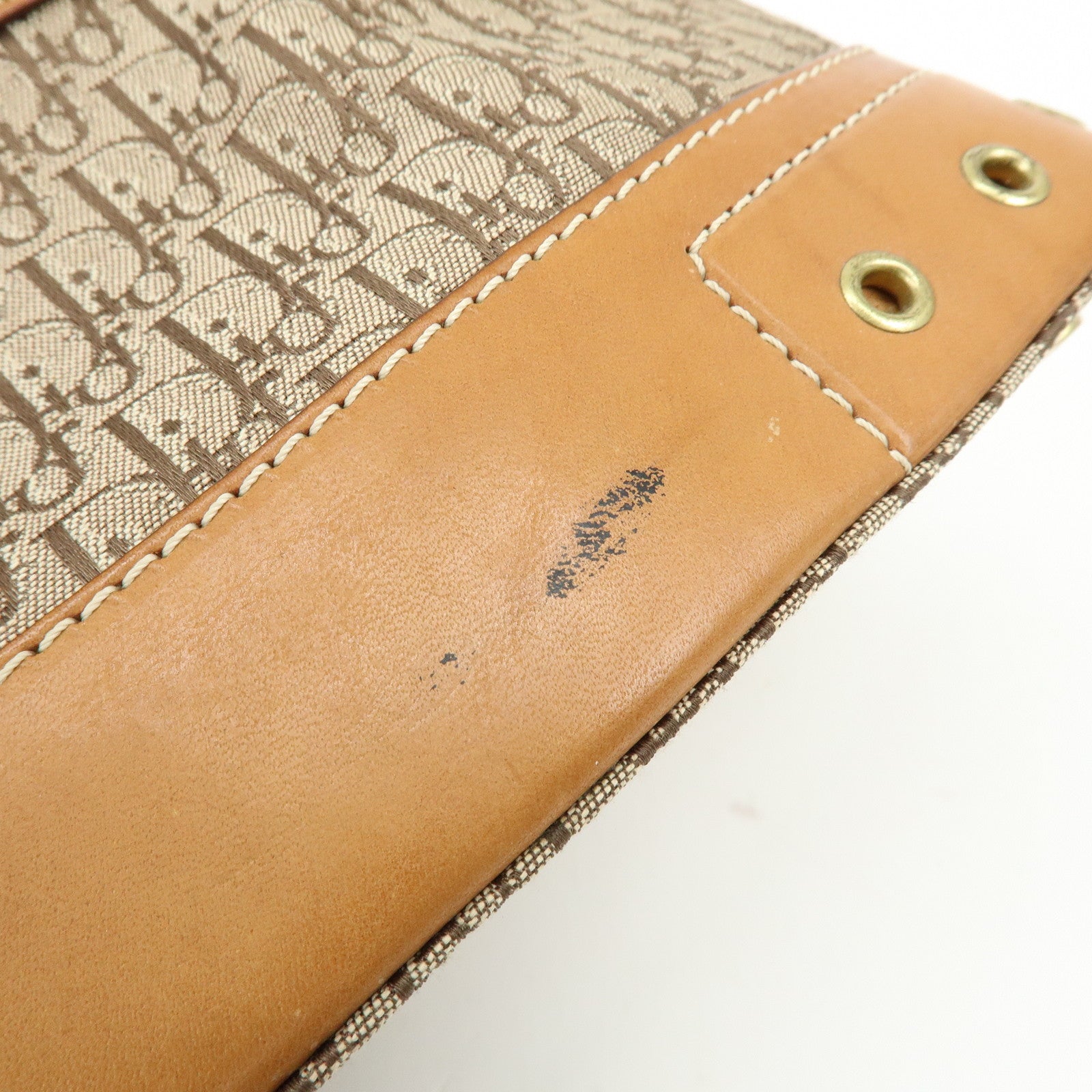 Christian Dior Trotter Street Chic Jacquard Canvas Leather Hand Bag