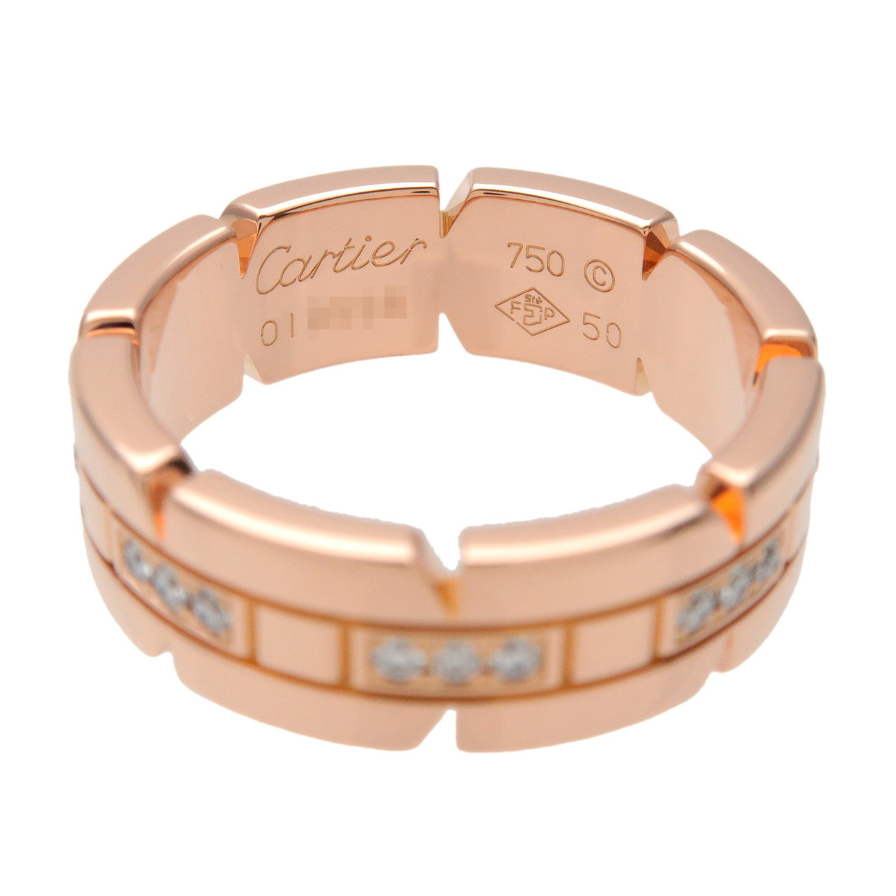 Cartier Tank Francaise Diamond Ring K18 750PG Rose Gold #50 US5.5