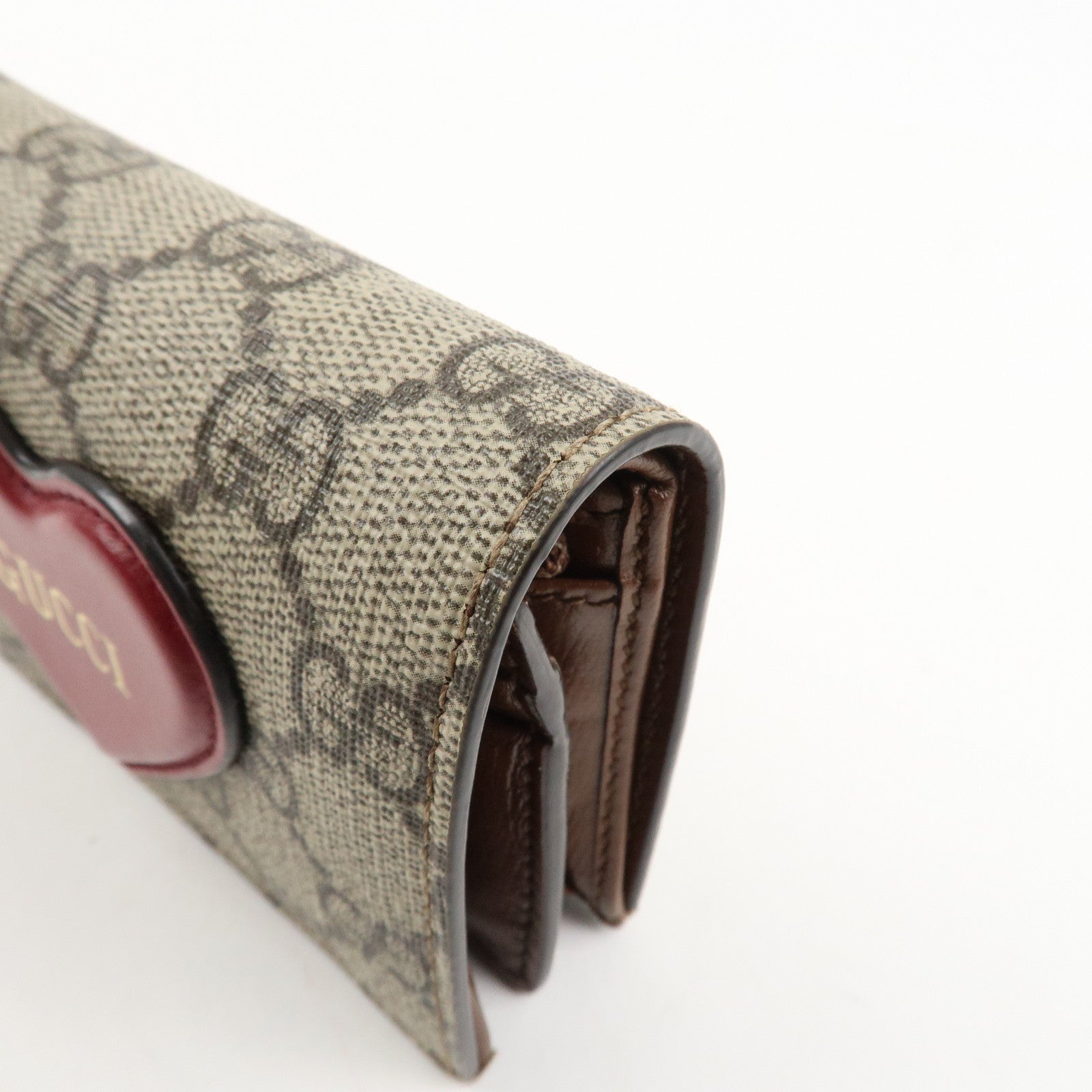 GUCCI GG Supreme Leather Heart Bi-fold Compact Wallet 648848 Used