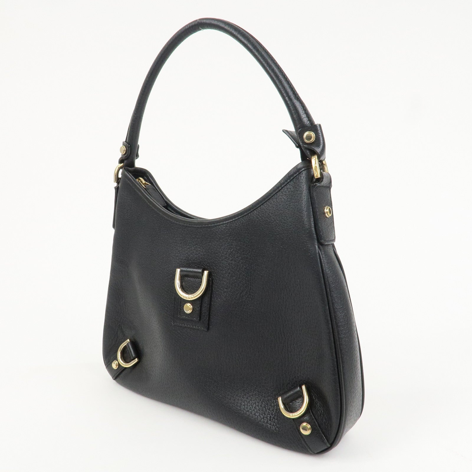 GUCCI Abbey GG Canvas Leather Shoulder Bag Black 130738