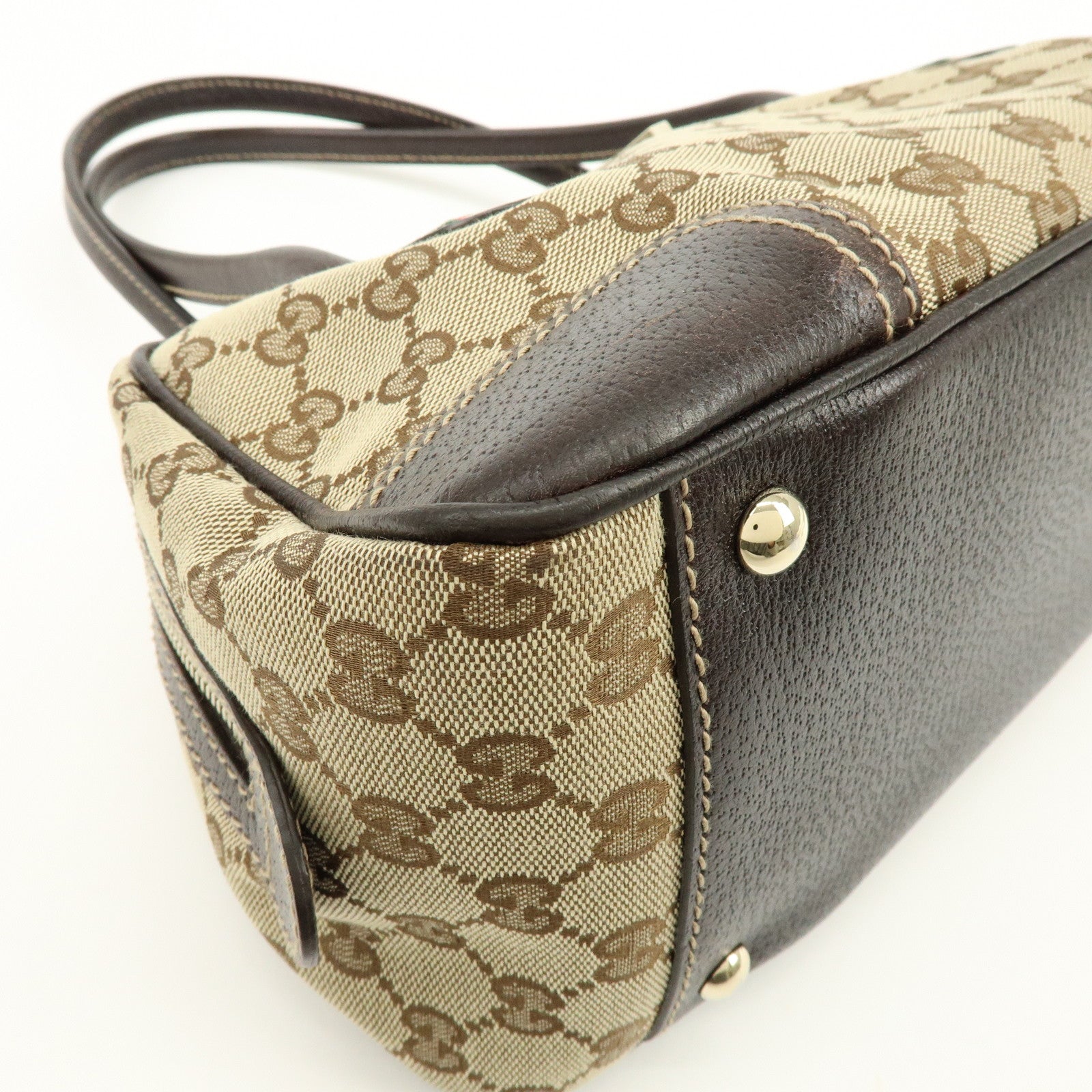 GUCCI Princy Sherry GG Canvas Leather Boston Bag Brown 161720